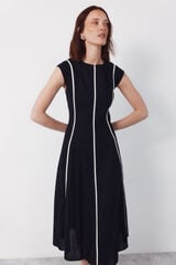 Cortefiel Vestido con contrastes Negro
