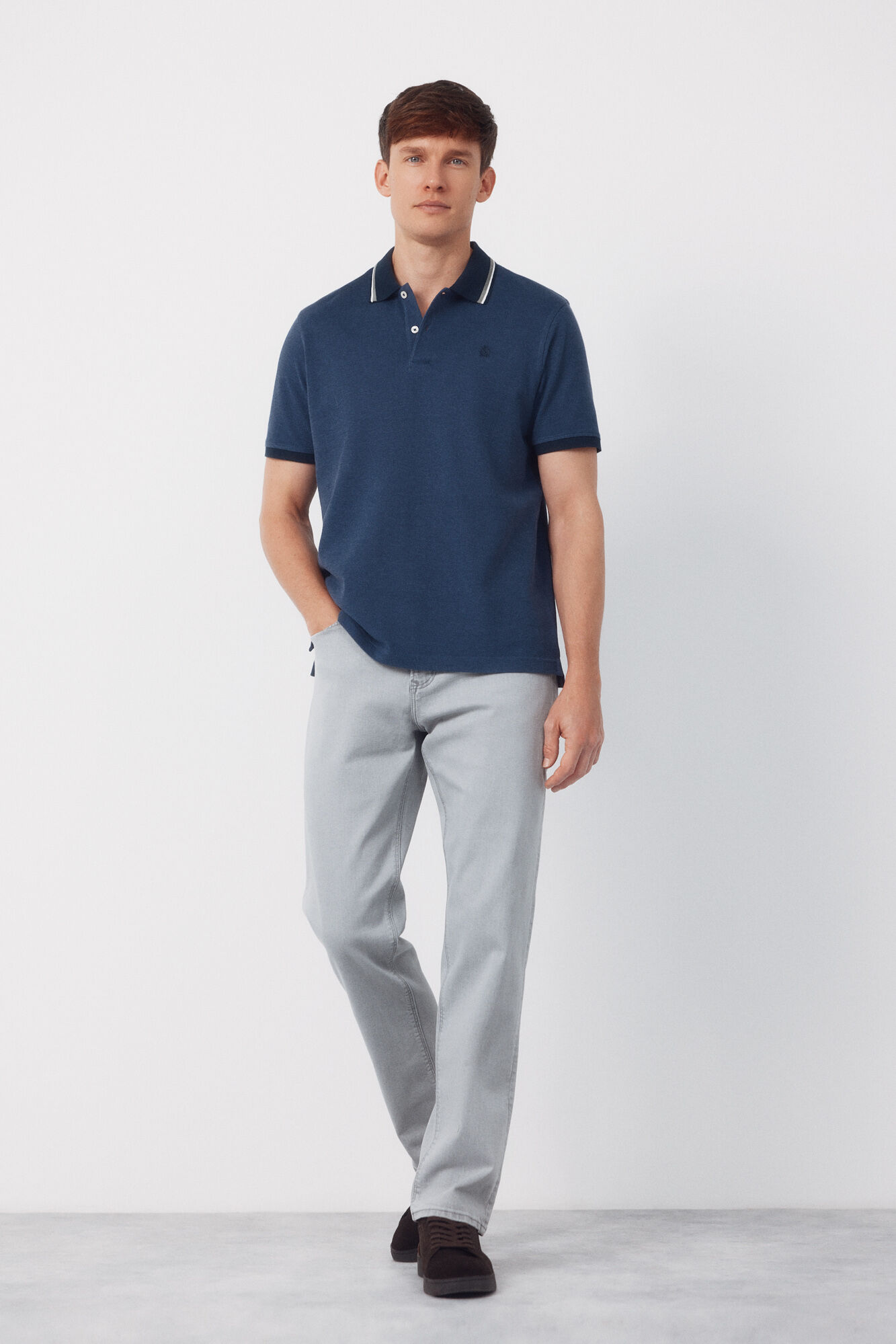Cortefiel Polo oxford Azul marino