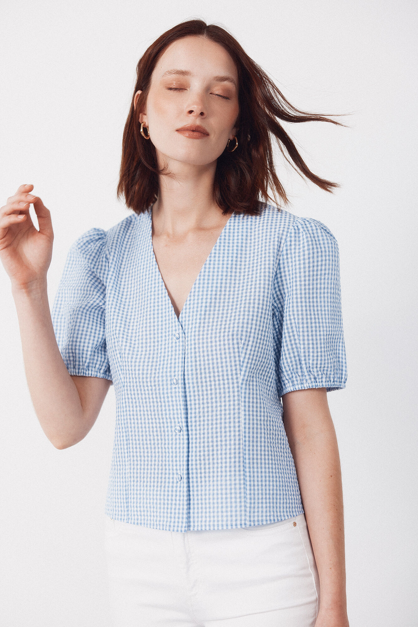 Cortefiel Blusa estampado vichy