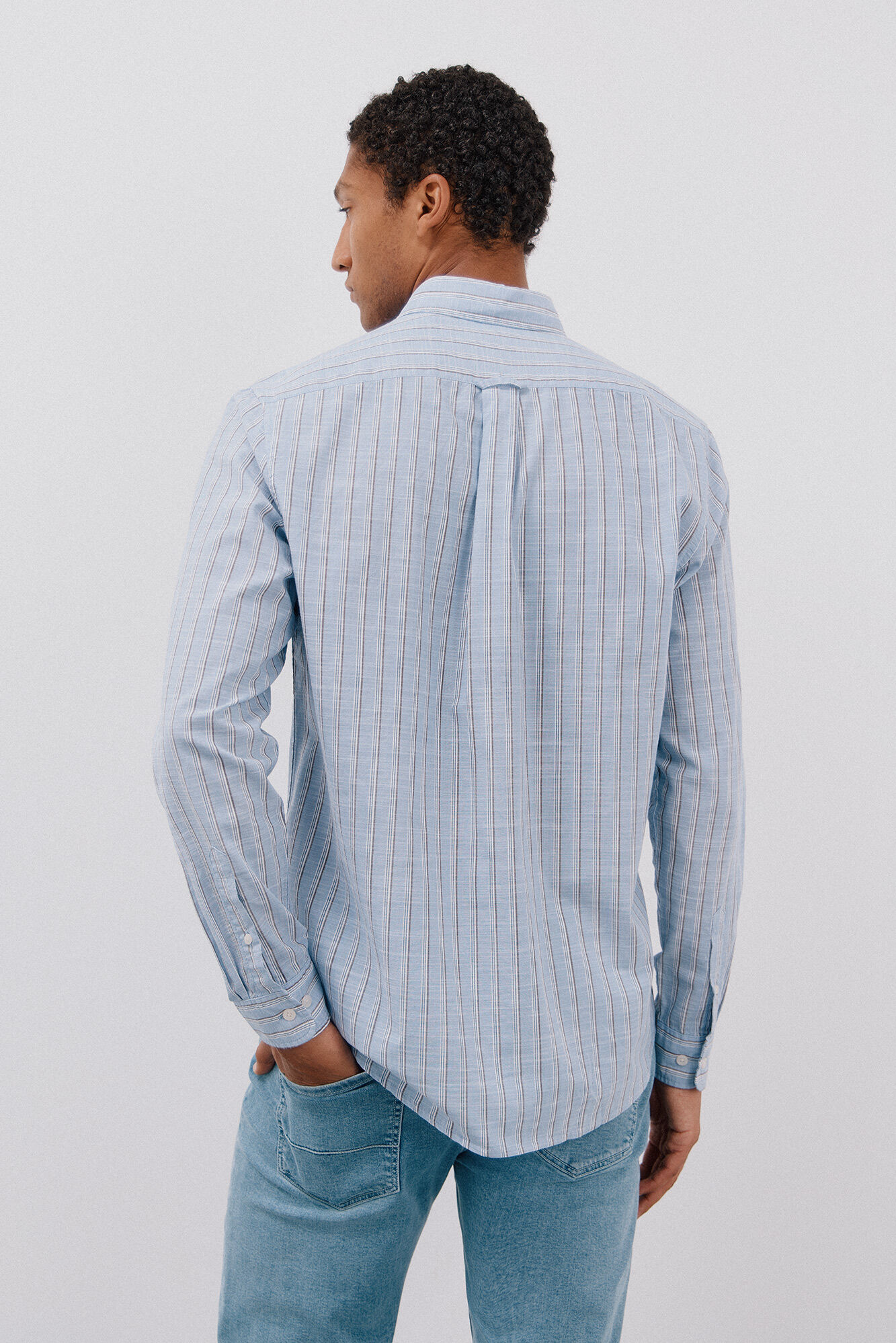 Cortefiel Camisa rayas flam&eacute; Azul oscuro