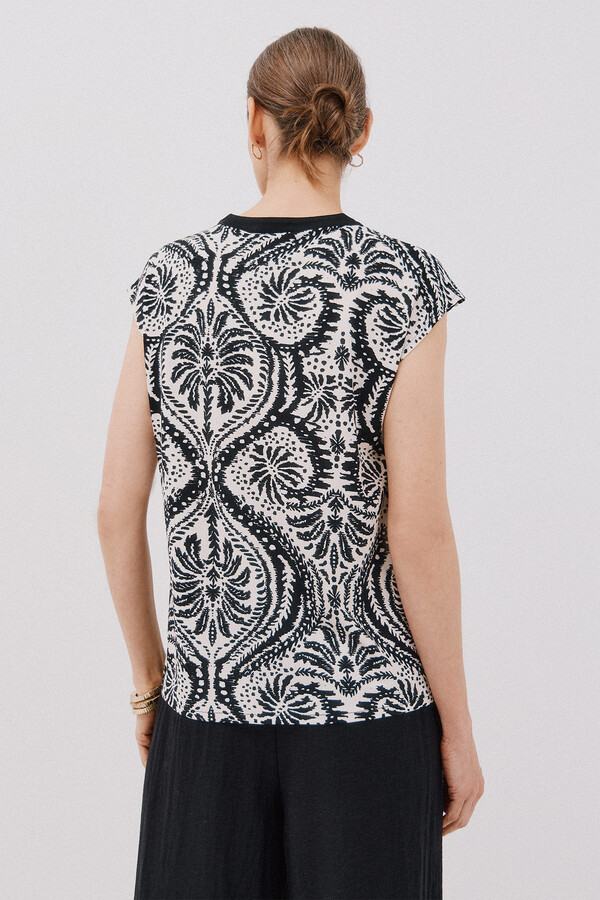 Cortefiel Playera básica sin mangas cuello mao Estampado blanco