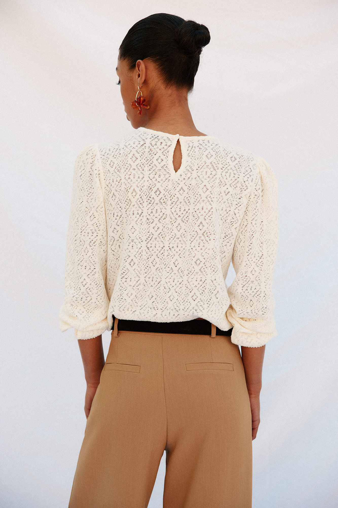 Cortefiel Top estructura r&uacute;stica Marfil