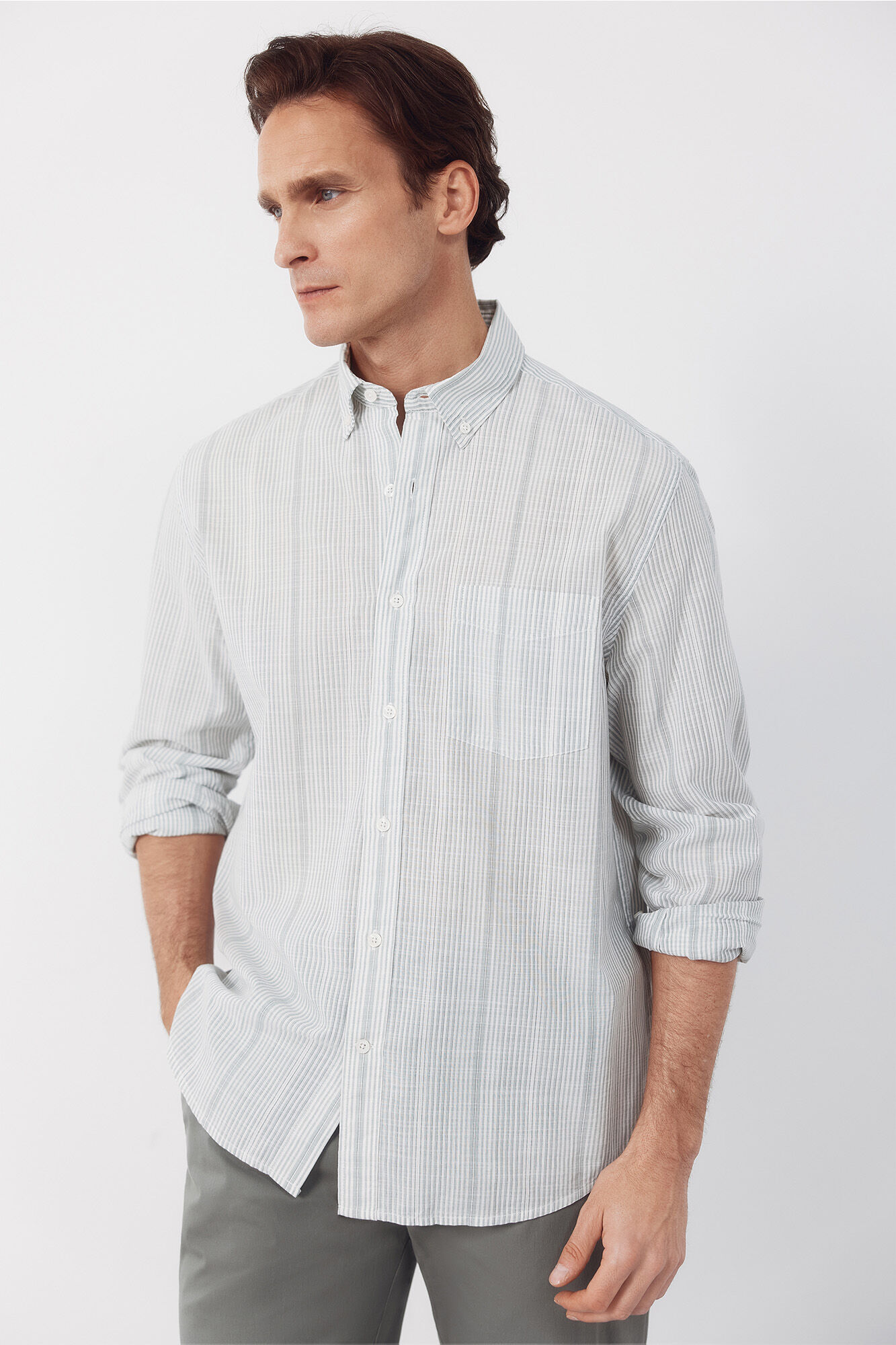 Cortefiel Camisa rayas algod&oacute;n slub
