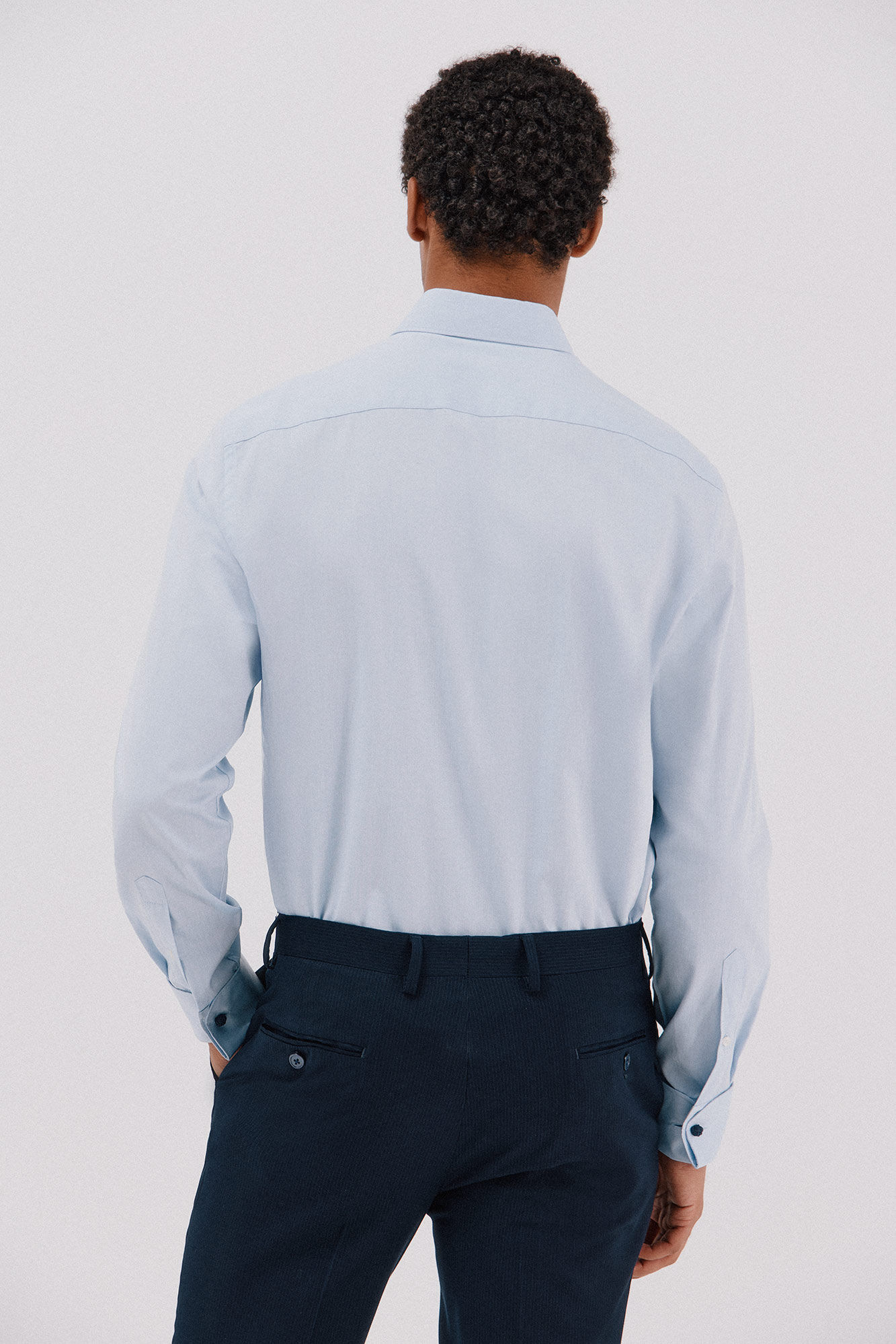 Cortefiel Camisa lisa de gemelos f&aacute;cil plancha Azul