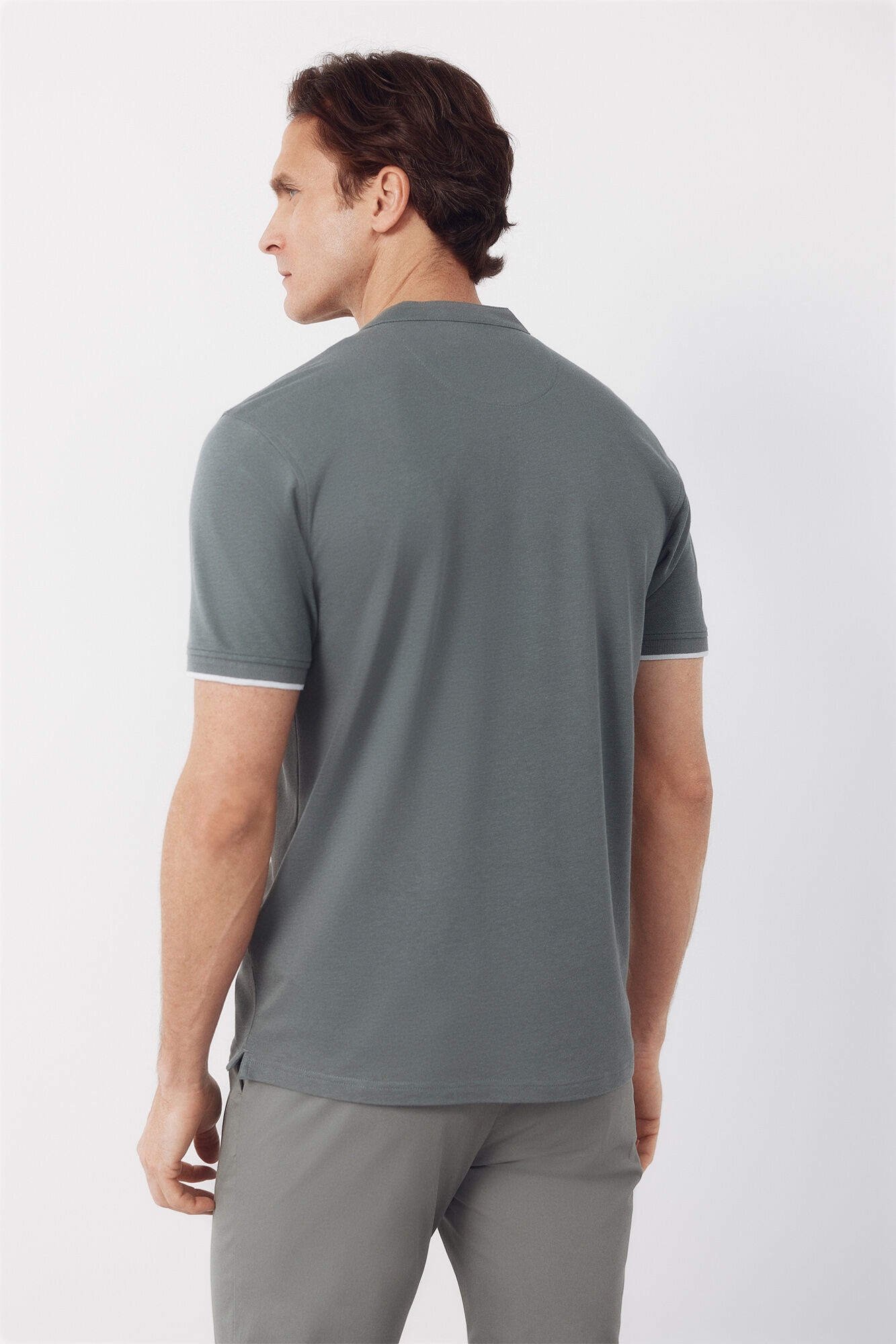 Cortefiel Polo cuello mao Kaki