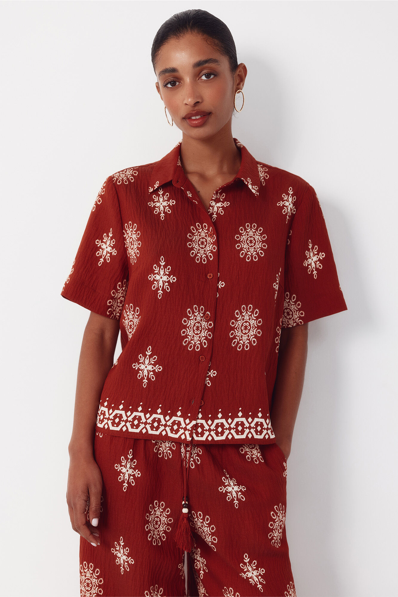 Cortefiel Camisa de manga corta estampada