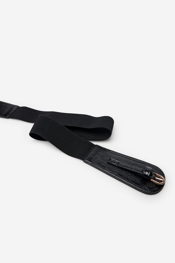 Cortefiel Split leather sash bely Negro