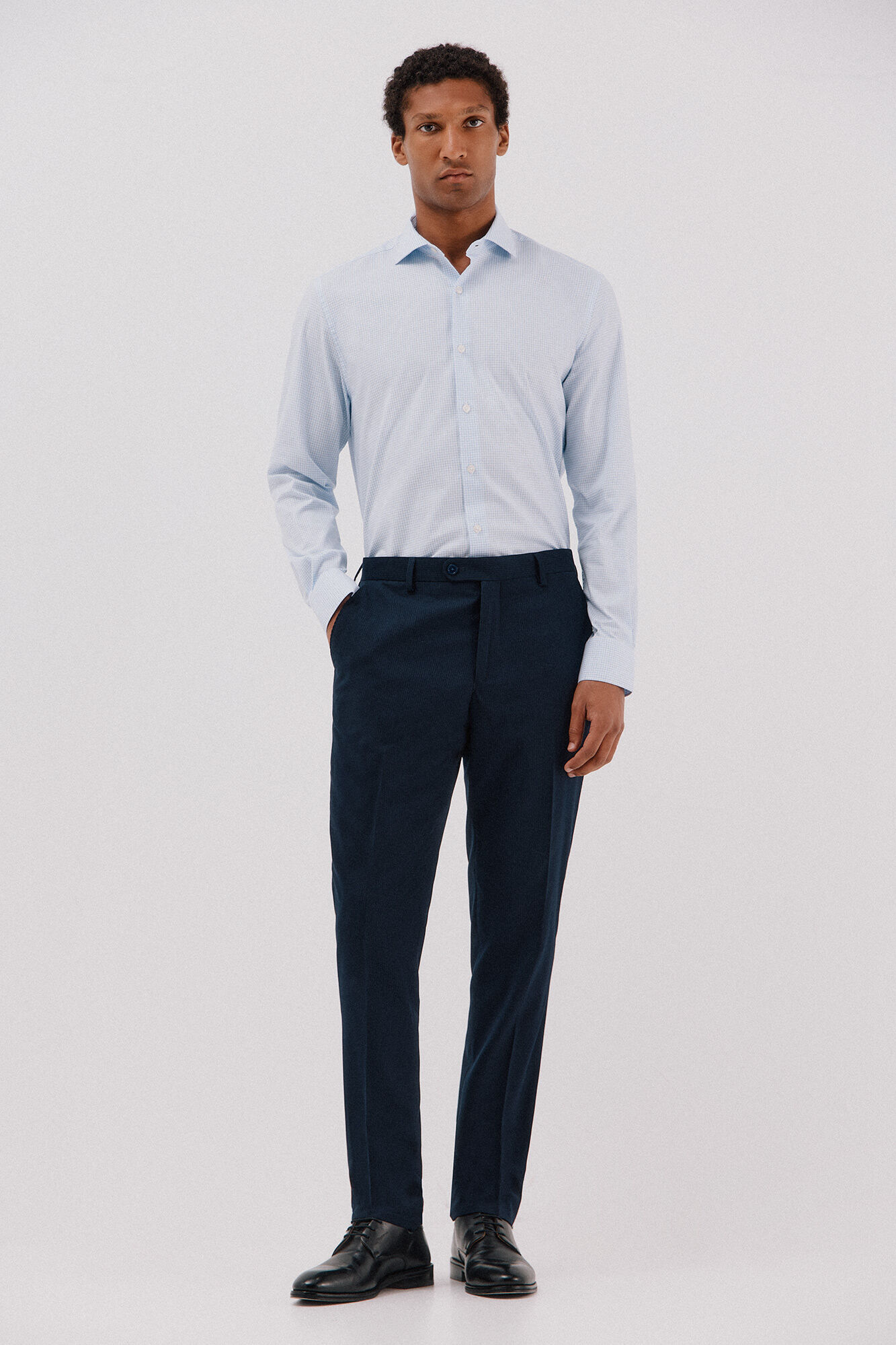 Cortefiel Camisa vestir cuadros f&aacute;cil plancha Azul