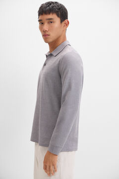 Cortefiel Polo algodón tencel manga larga Gris