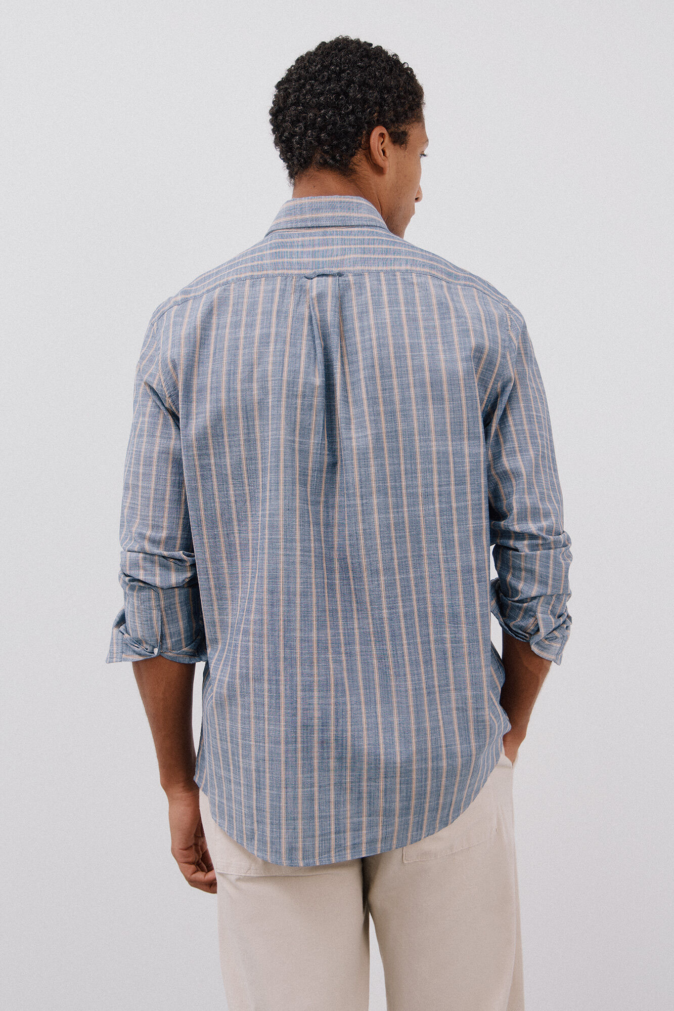 Cortefiel Camisa rayas flam&eacute; Azul marino