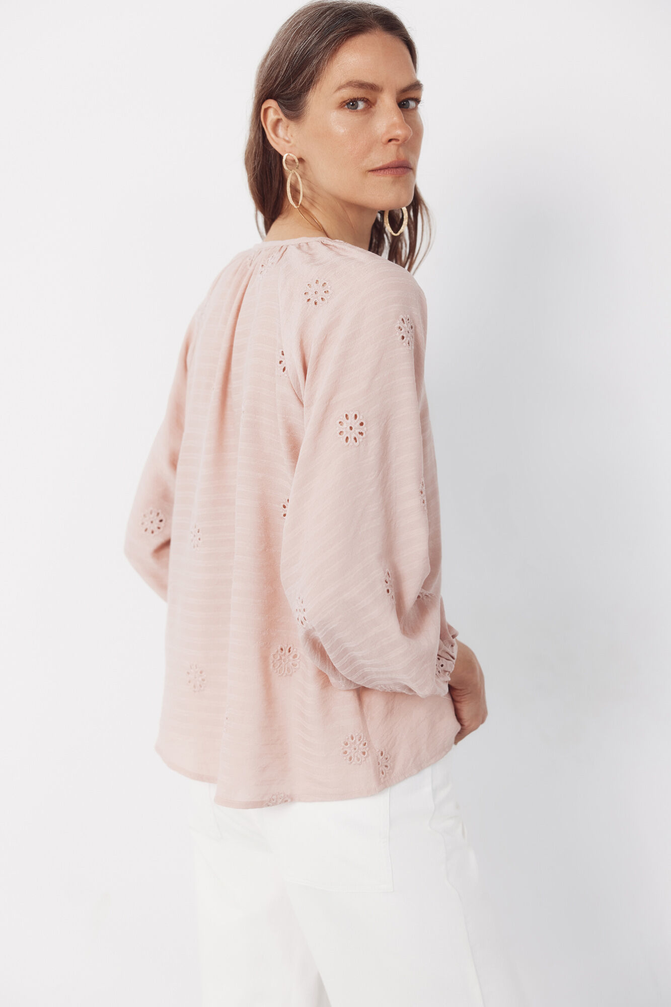 Cortefiel Blusa con bordados Rosa