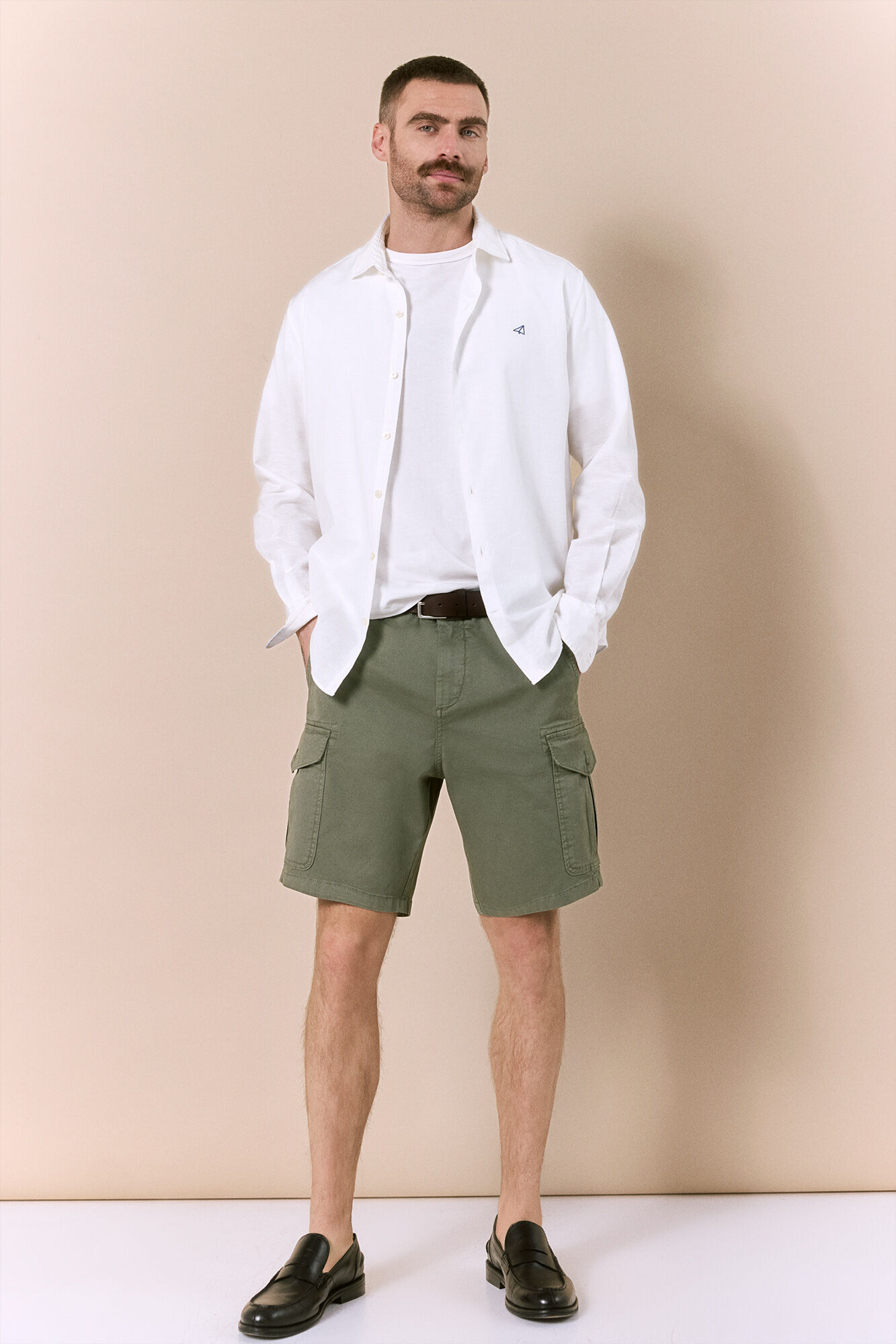 OOTO Camisa algod&oacute;n lino manga larga