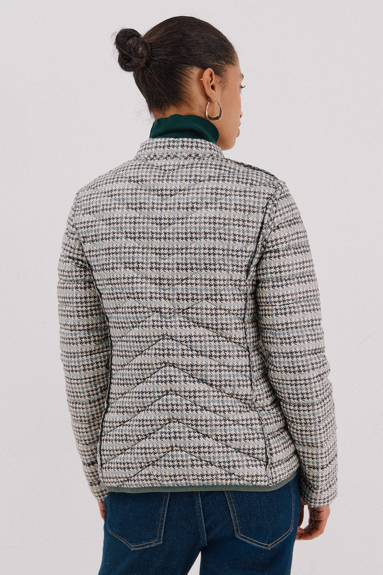 Cortefiel Chamarra reversible plumas Verde