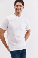 Cortefiel Playera básica bolsillo Blanco