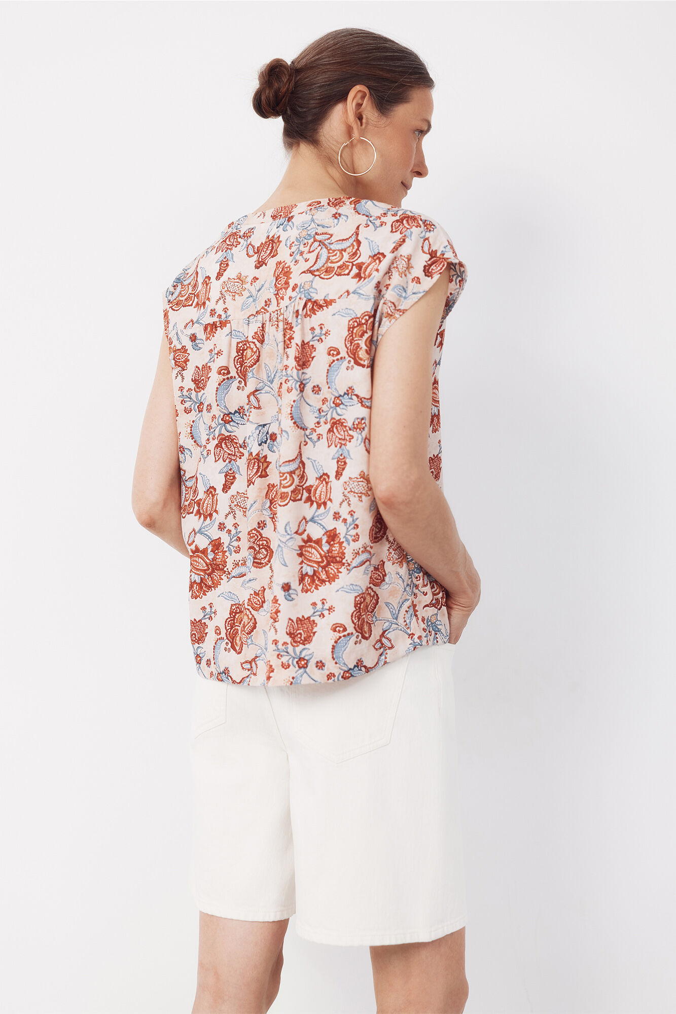 Cortefiel Blusa con encaje Estampado rojo