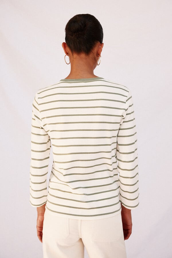 Cortefiel Playera básica botones dorados Estampado verde