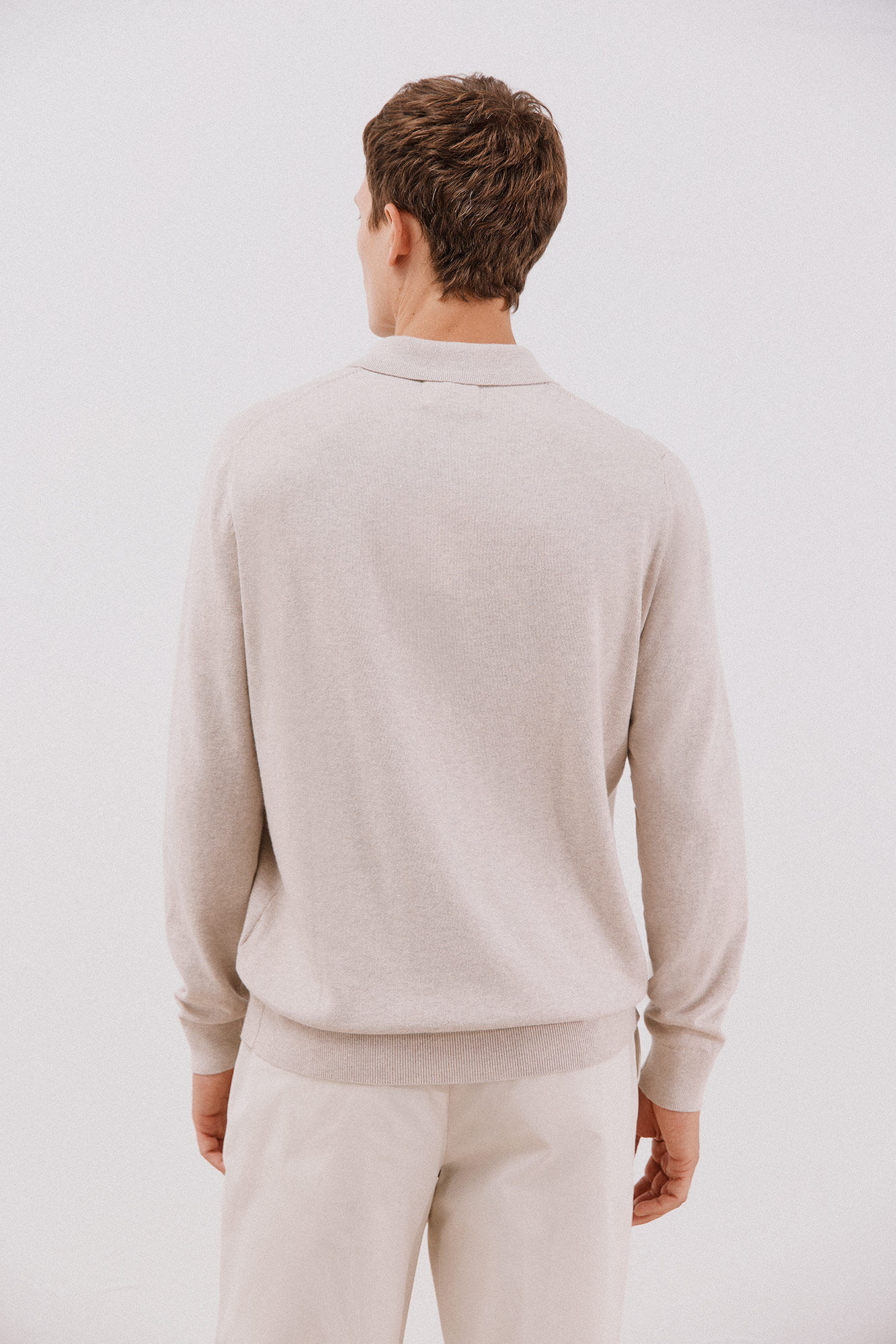 Cortefiel Su&eacute;ter algod&oacute;n cashmere cuello redondo ajustado Beige