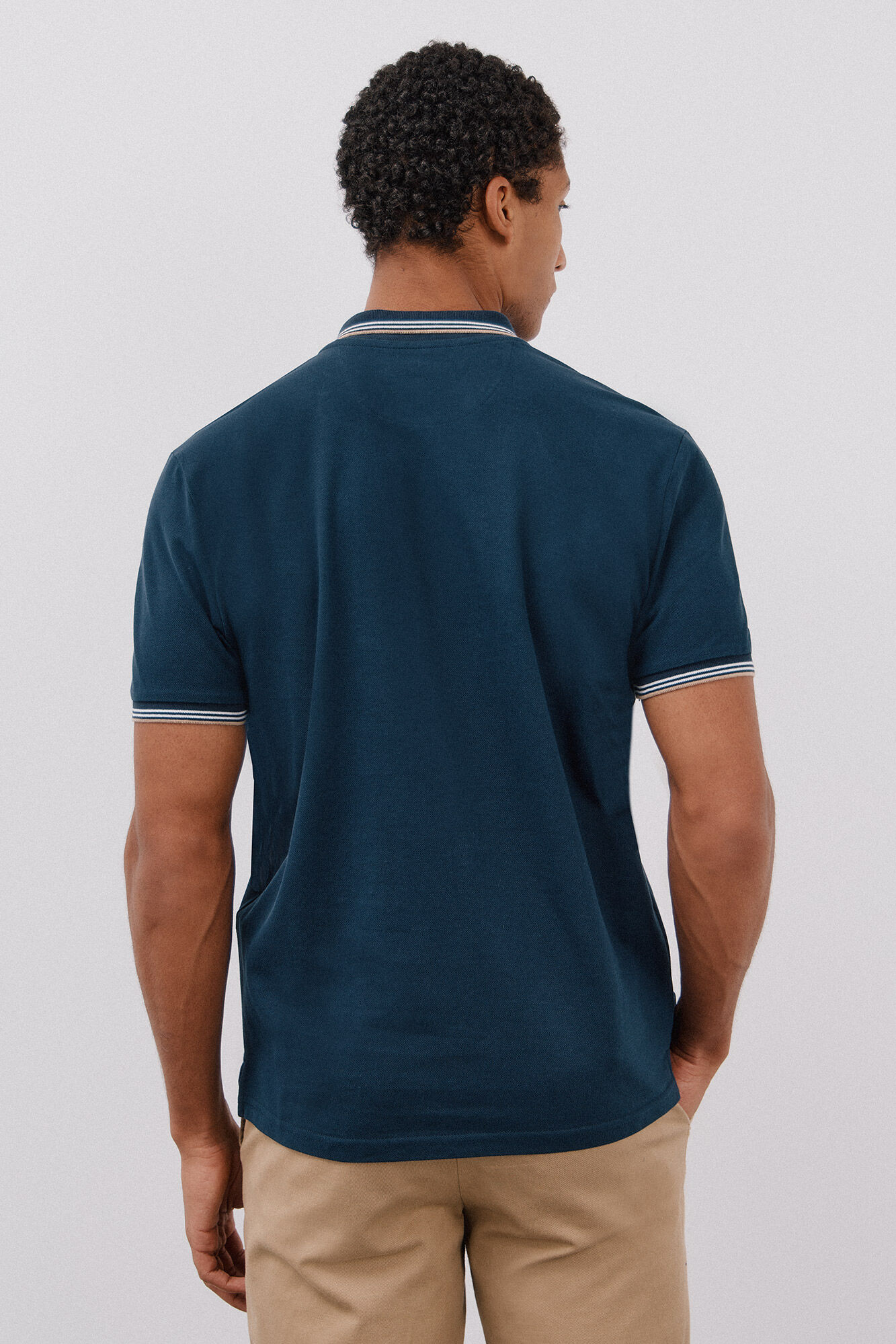 Cortefiel Polo piqu&eacute; tips Azul marino