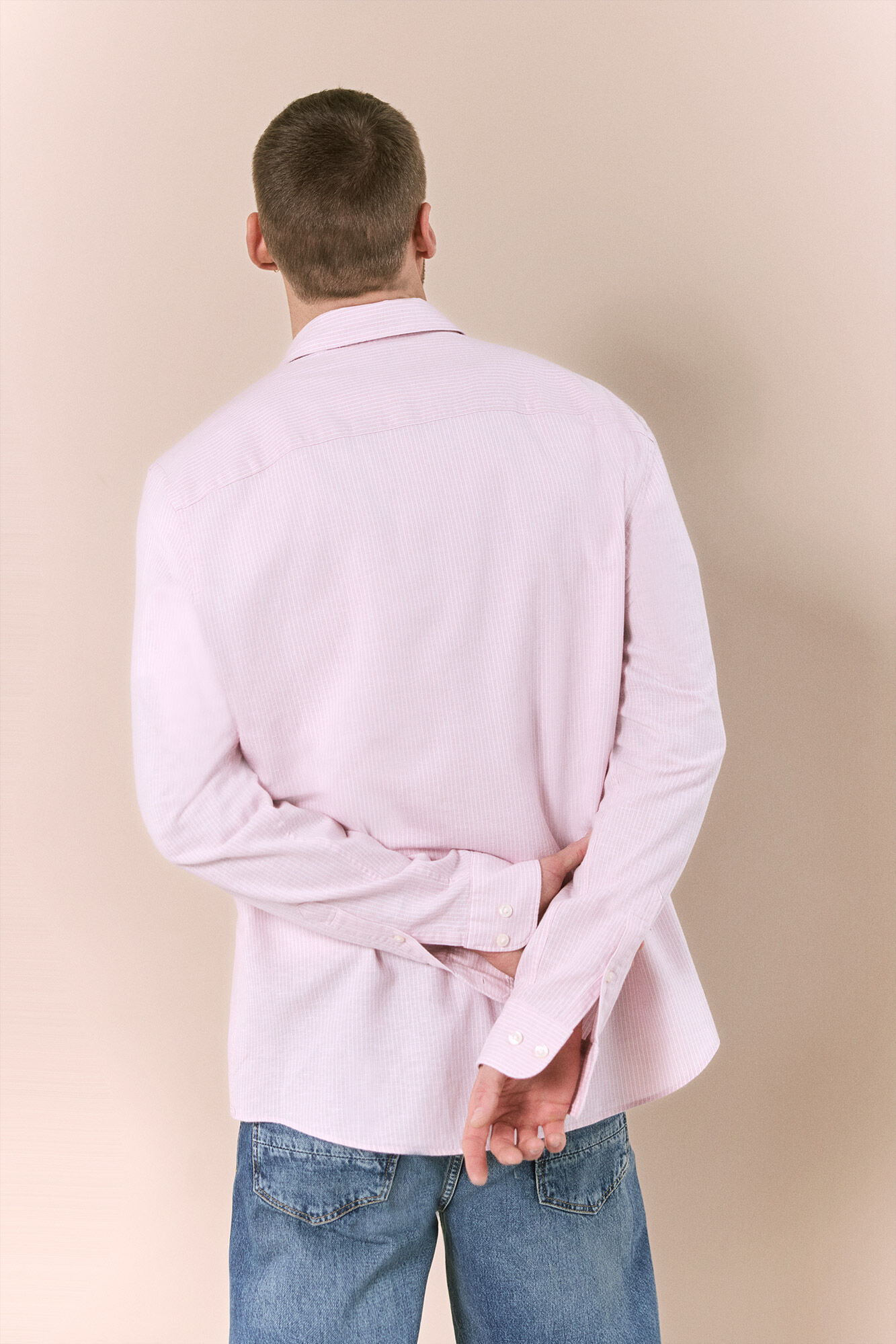 OOTO Camisa algod&oacute;n lino rayas Rosa