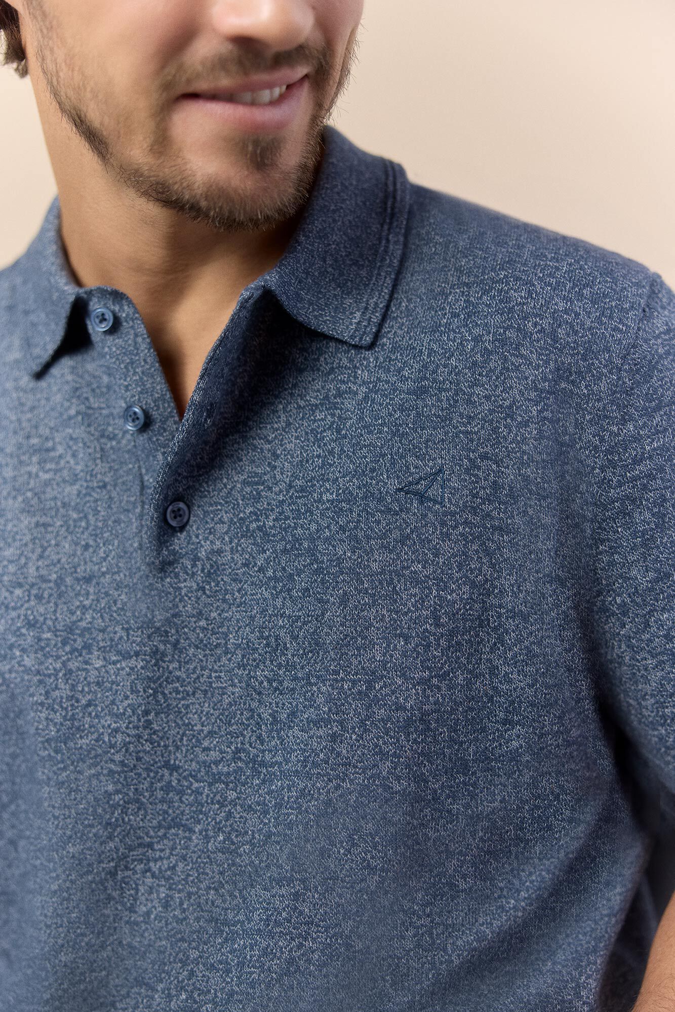 OOTO Jersey polo manga corta torzal Azul