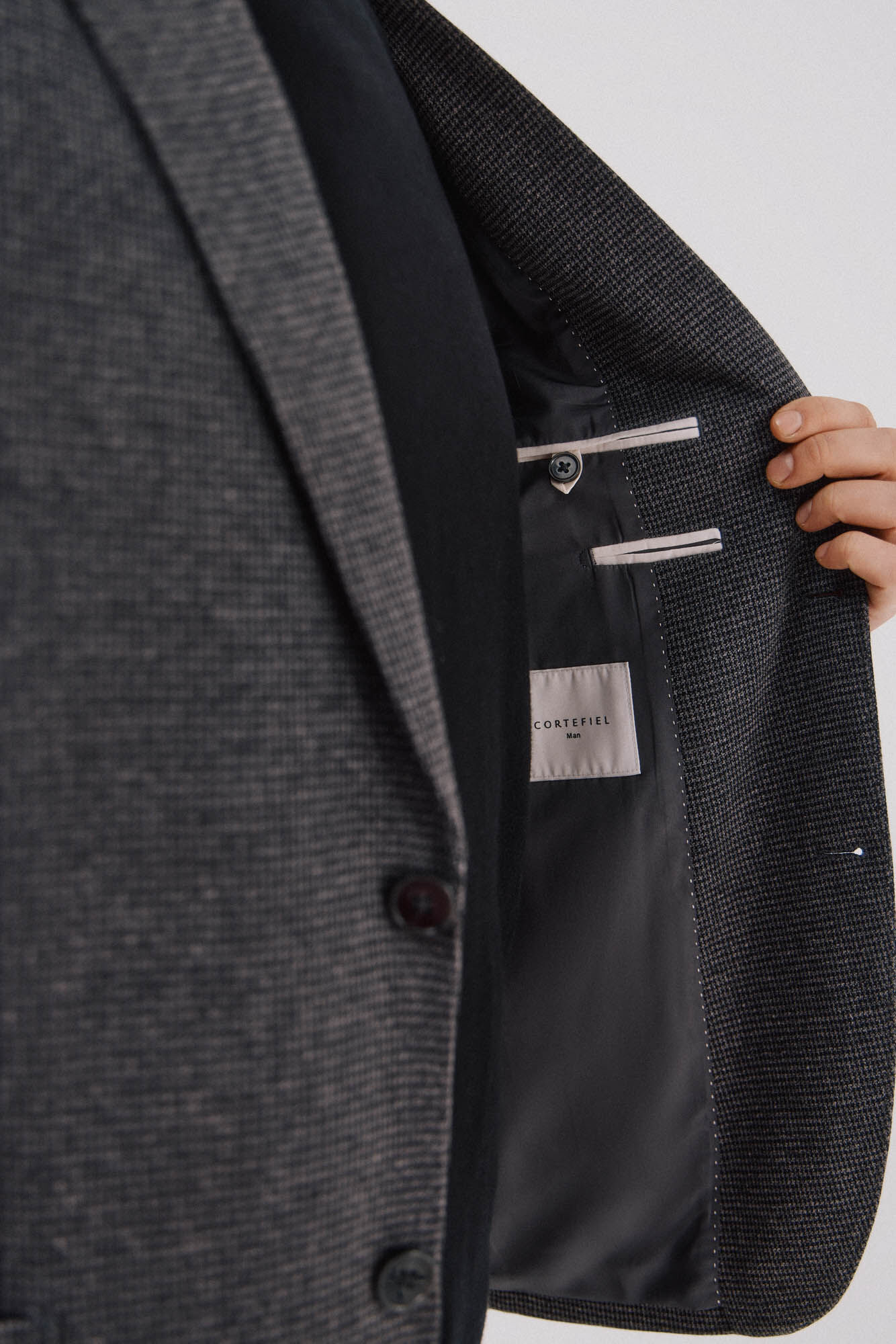 Cortefiel Americana de tejido pata de gallo Gris oscuro