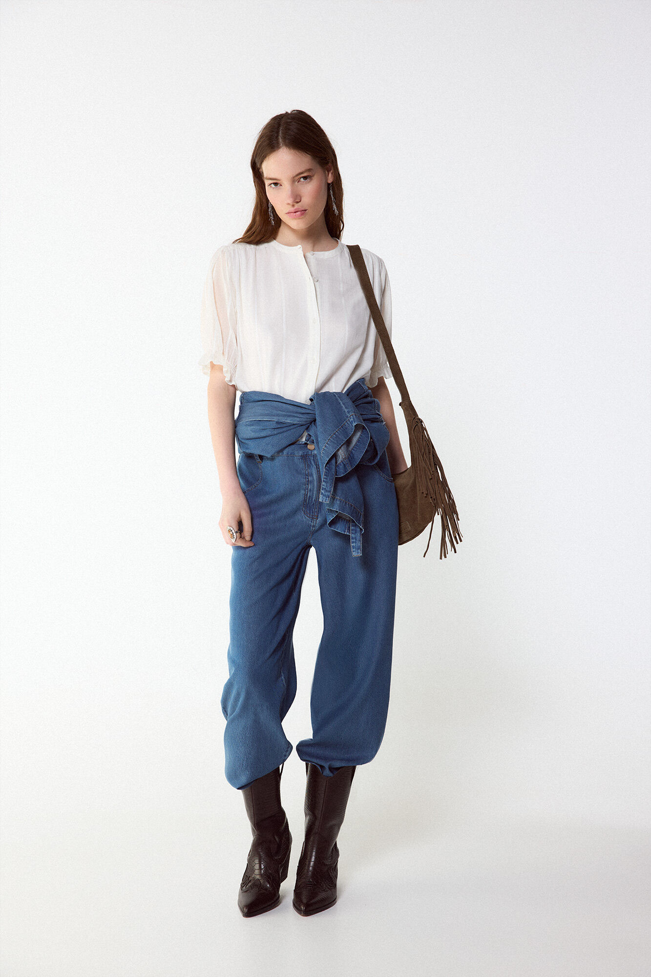 Slowlove Blusa fluida dobby Marfil