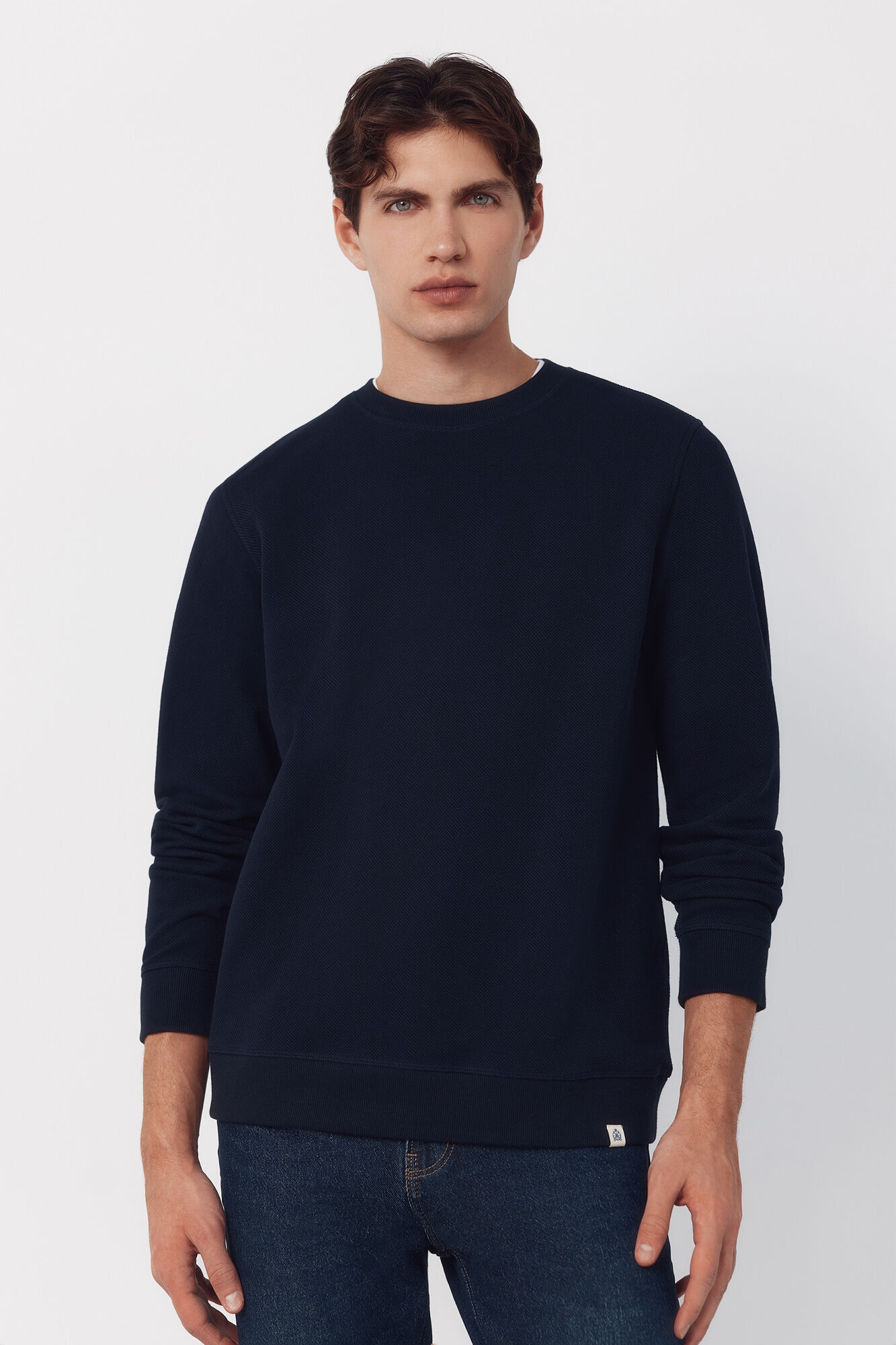 Cortefiel Sudadera estructura cuello caja Azul marino