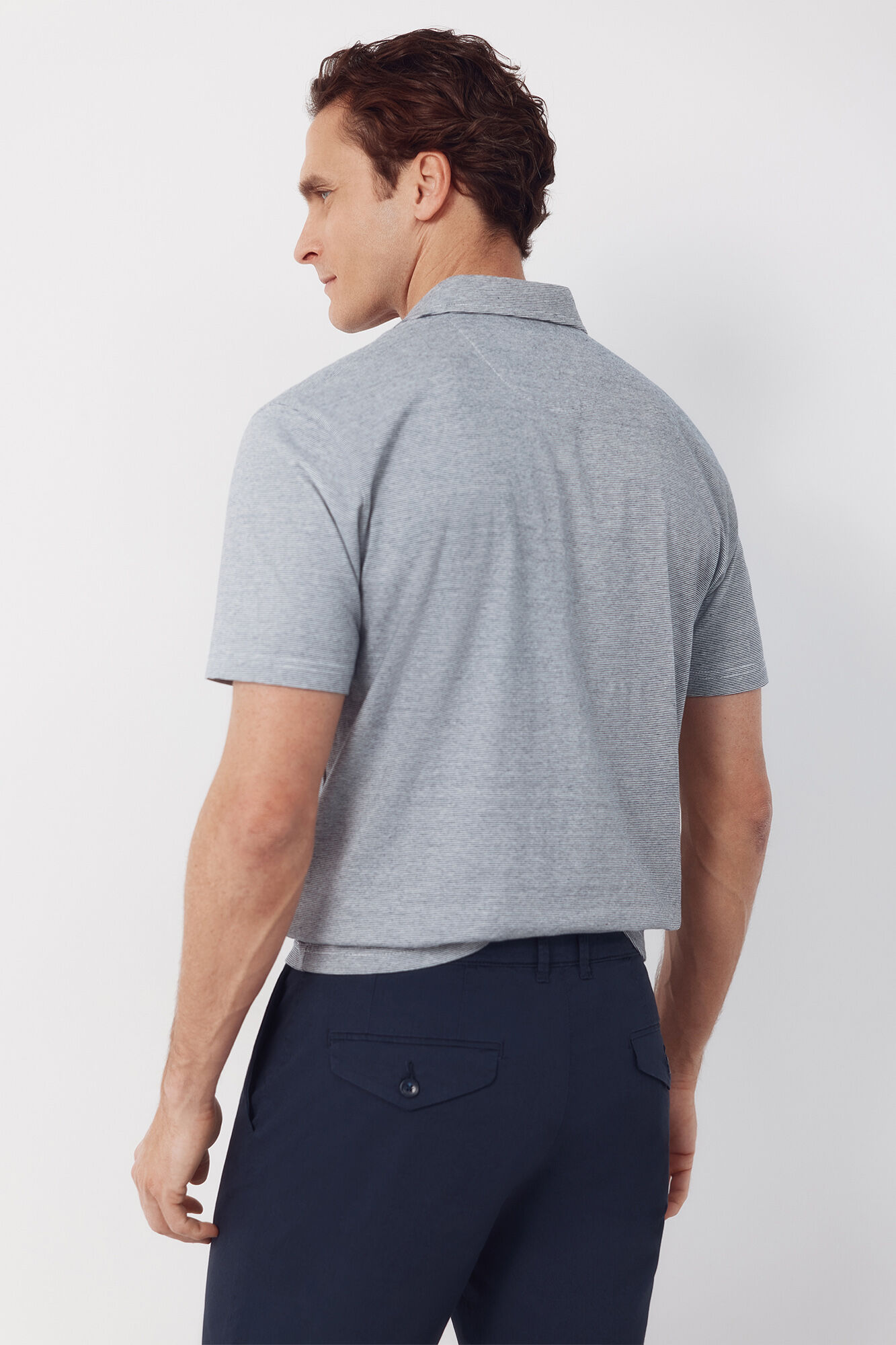 Cortefiel Polo rayas bolsillo Gris