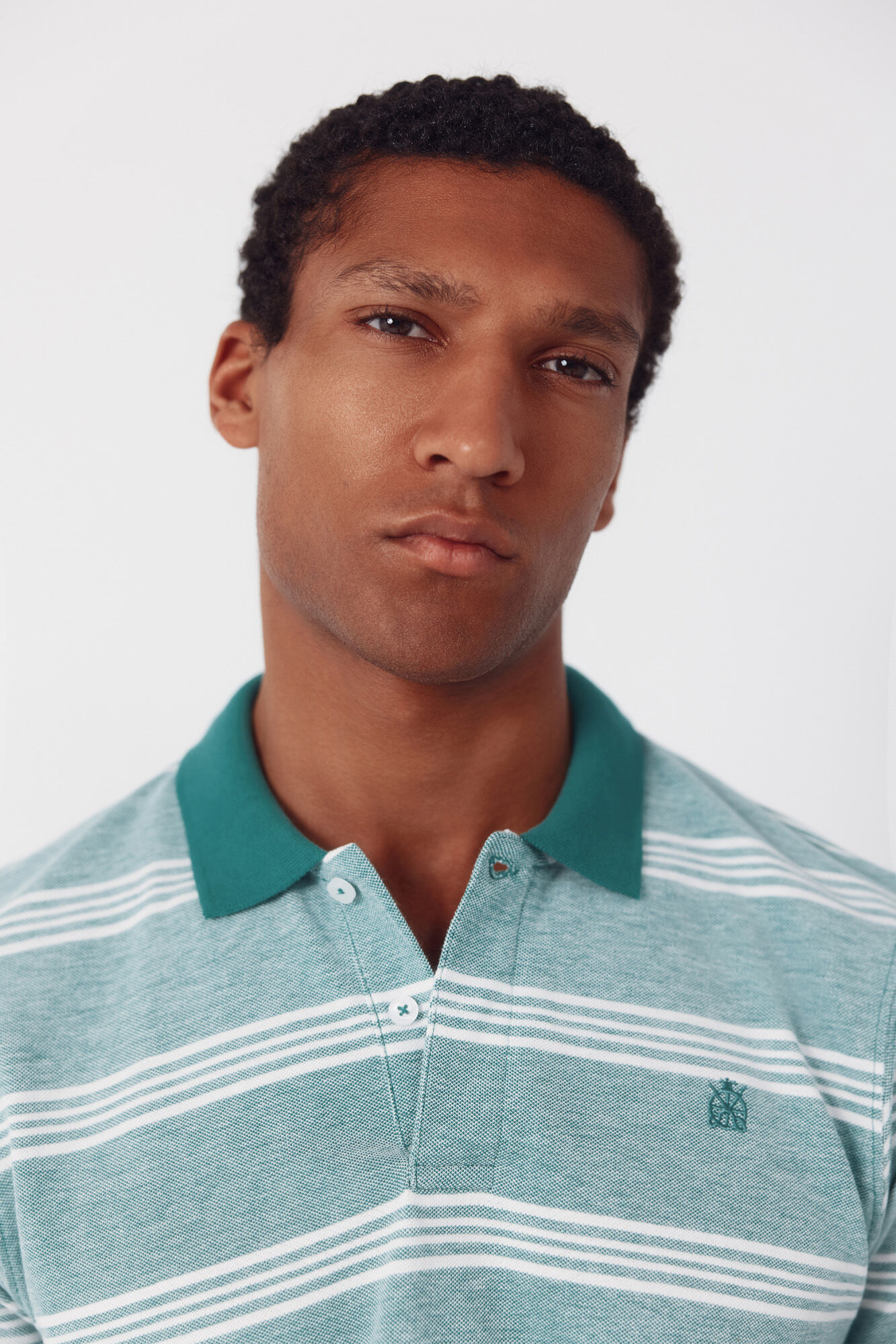 Cortefiel Polo oxford de rayas Verde