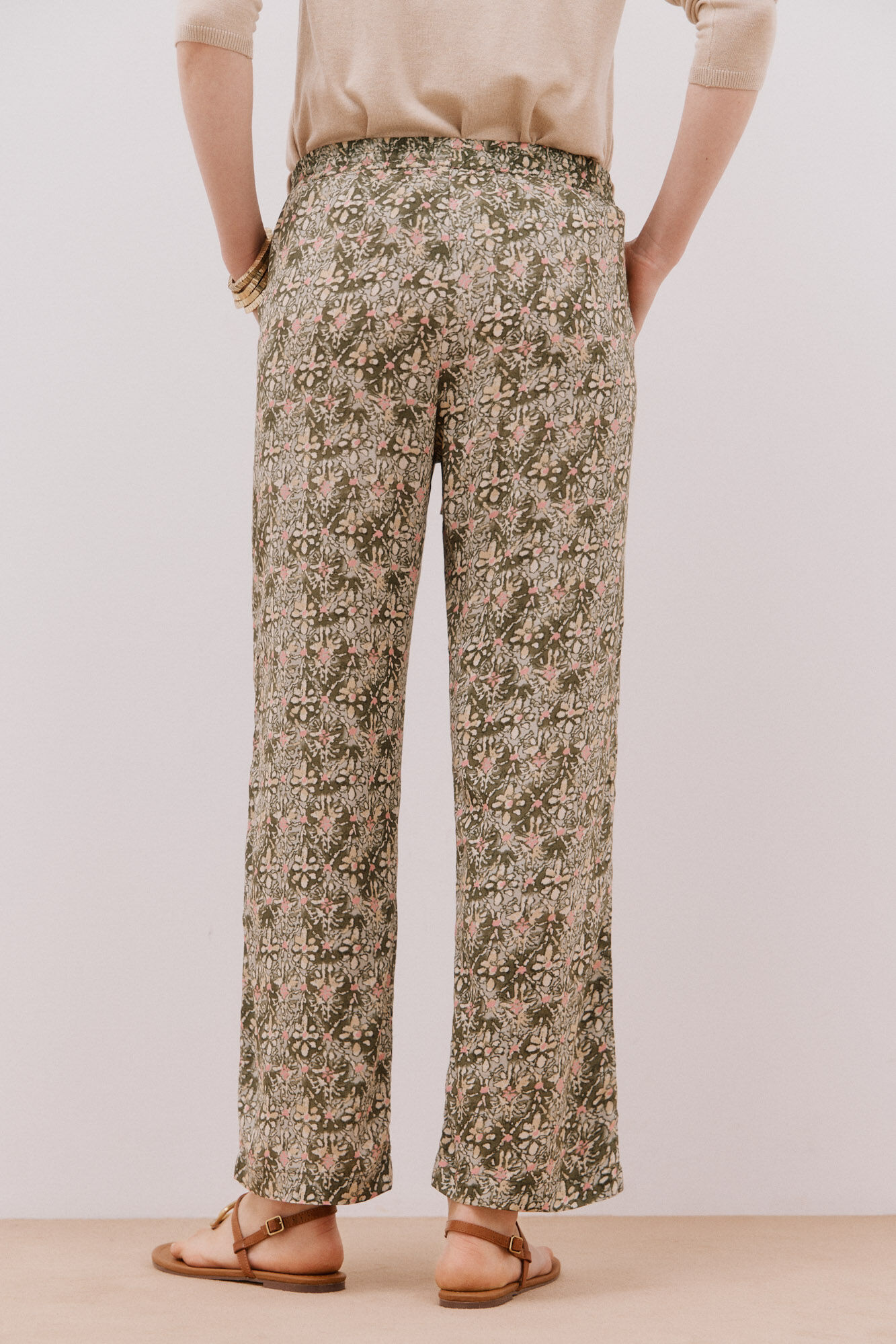 Cortefiel Pantal&oacute;n fluido estampado Estampado verde