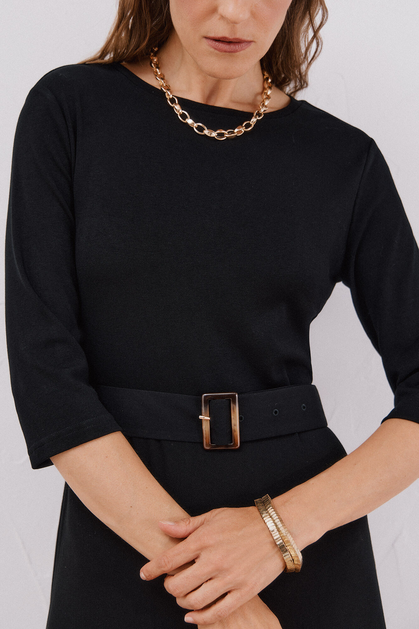 Cortefiel Vestido combinado cintur&oacute;n