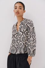 Cortefiel Blusa canesú delantro Estampado gris