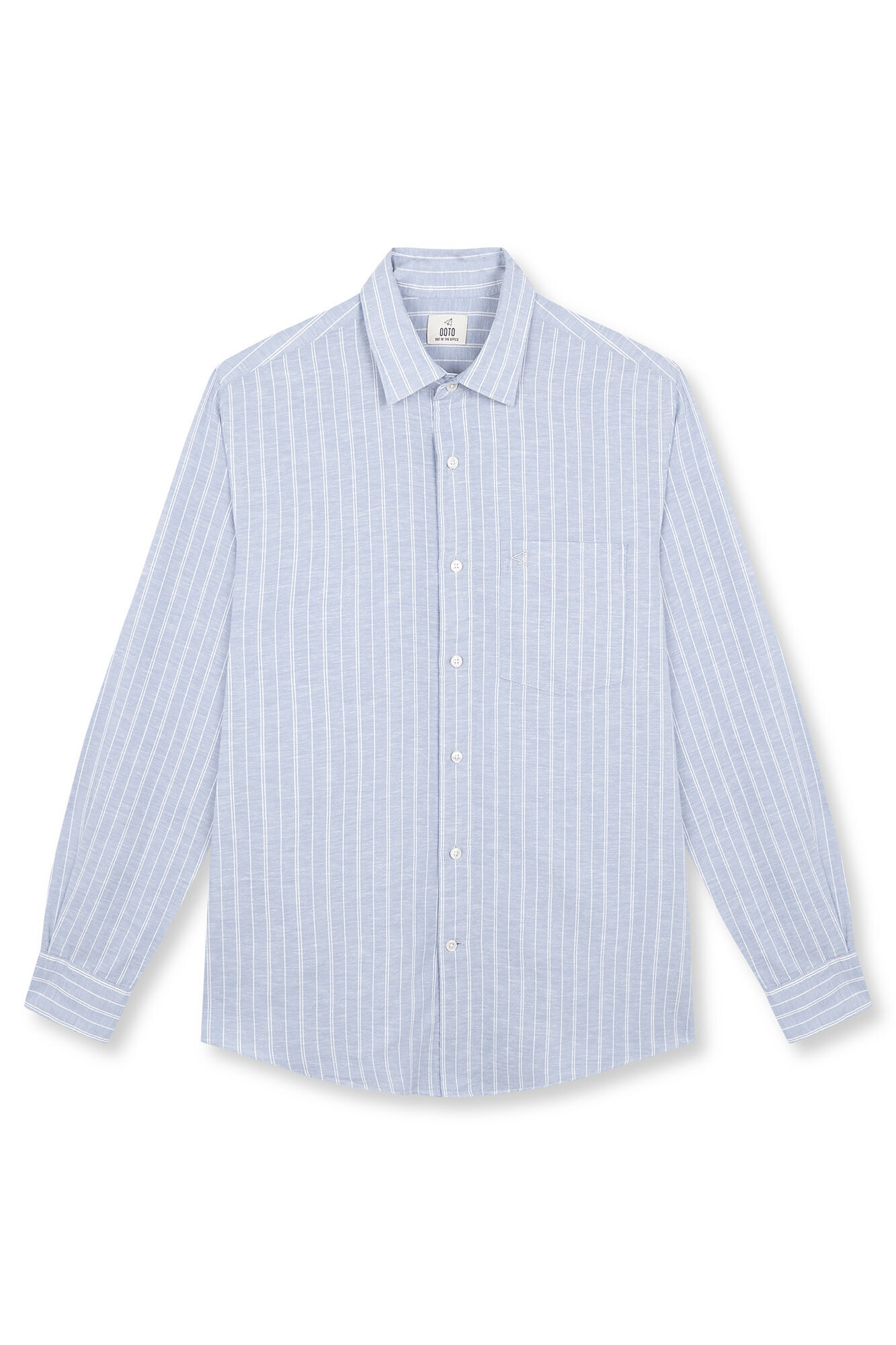 OOTO Camisa algod&oacute;n lino rayas Azul