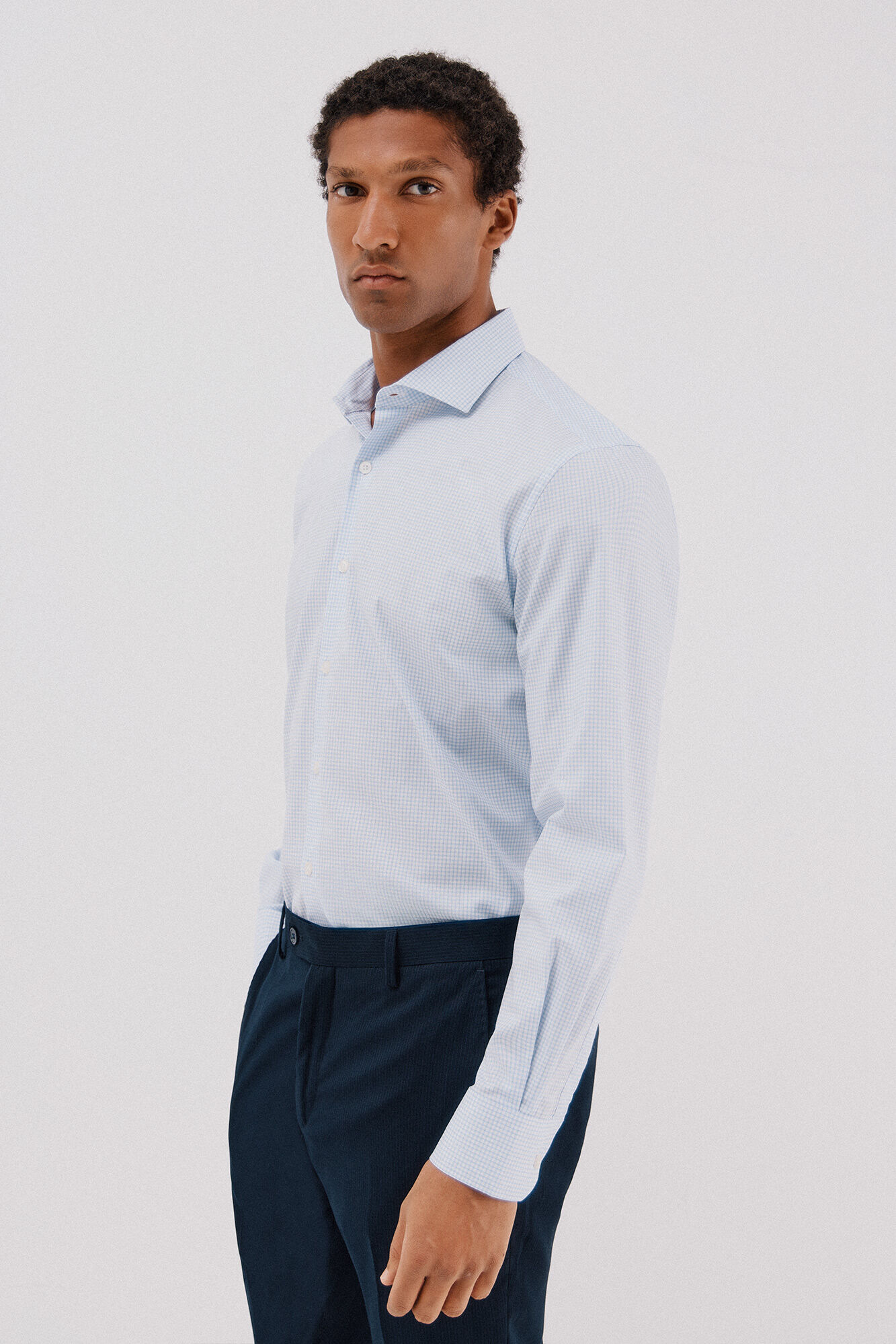 Cortefiel Camisa vestir cuadros f&aacute;cil plancha Azul