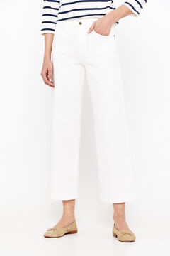Cortefiel pantalón denim fit palazzo crop Blanco