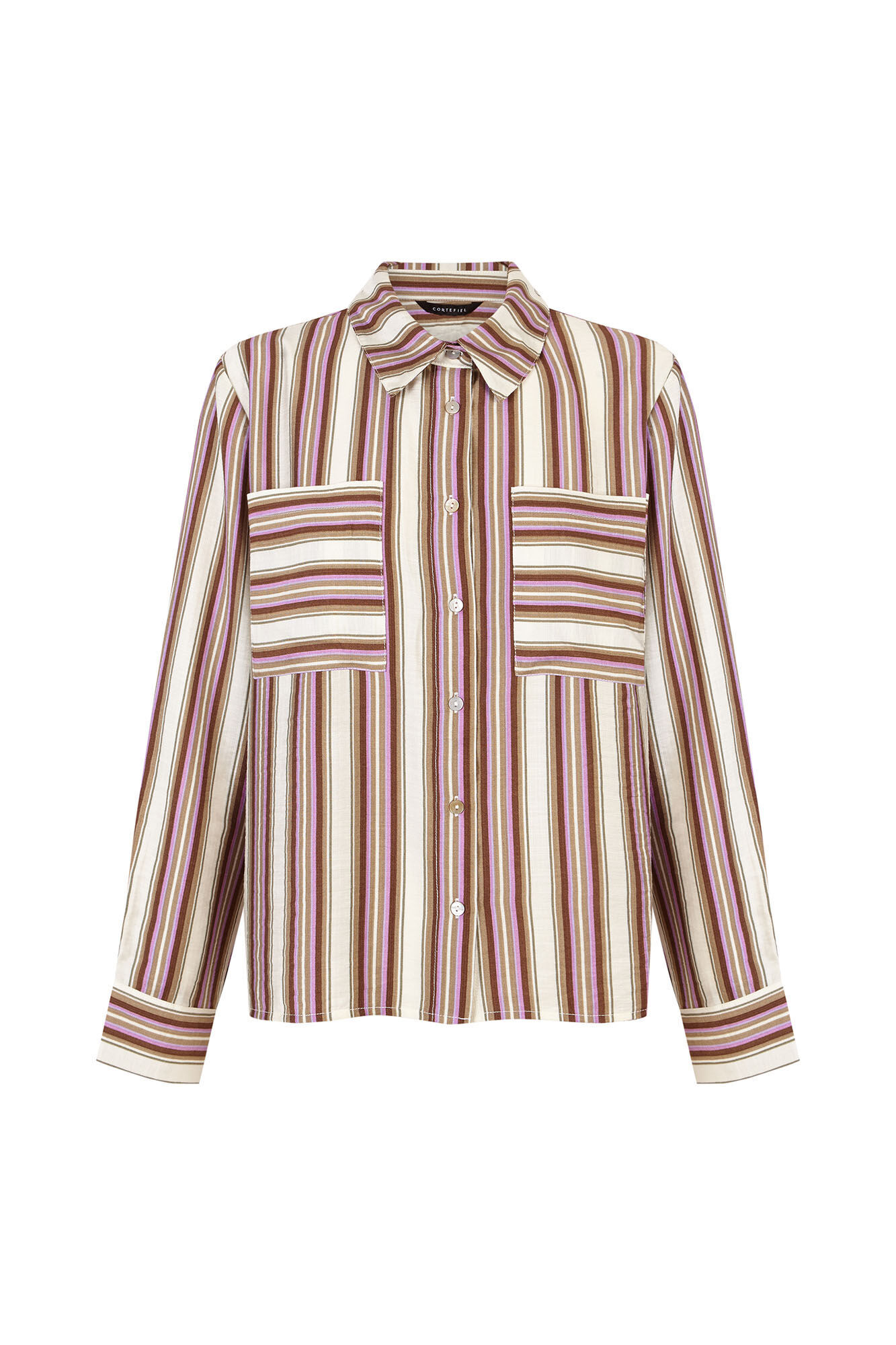 Cortefiel Camisa de rayas Estampado marr&oacute;n