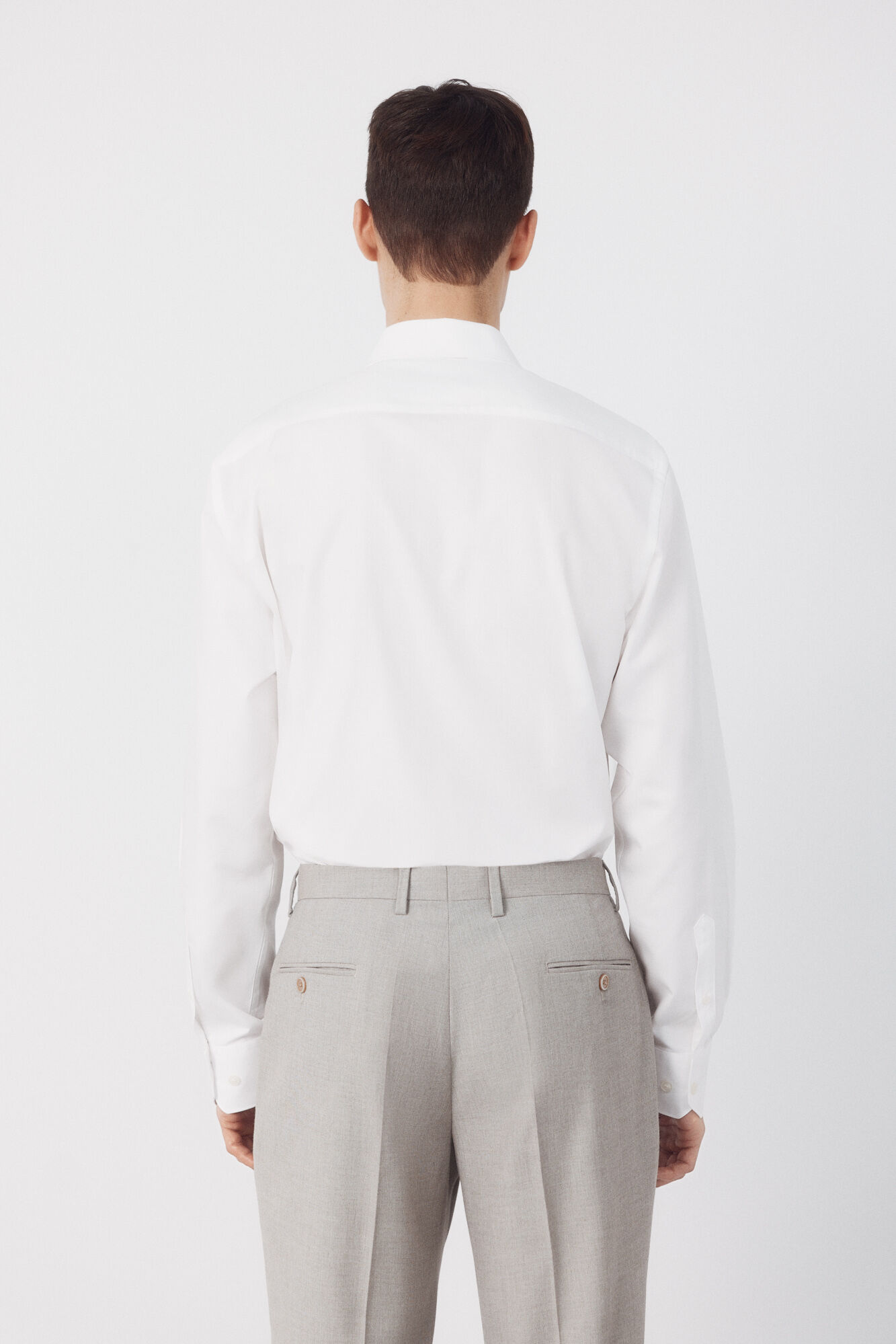 Cortefiel Camisa vestir lisa algod&oacute;n tencel Blanco