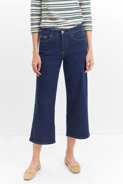 Cortefiel Jeans Palazzo Crop Azul