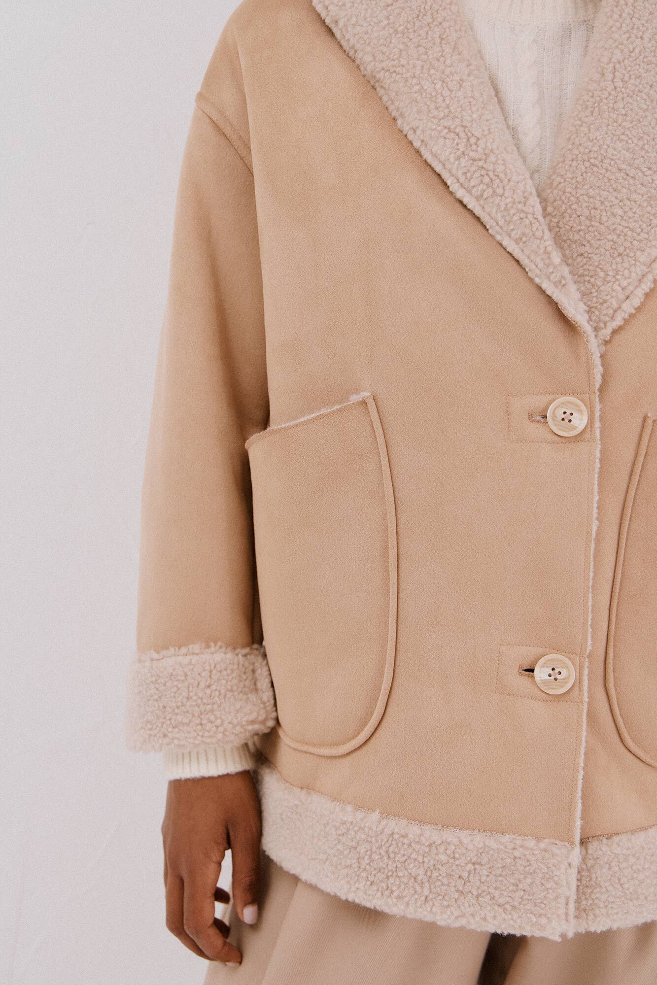 Cortefiel Chamarra efecto doble faz Beige