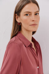 Cortefiel Camisa satinada Vino