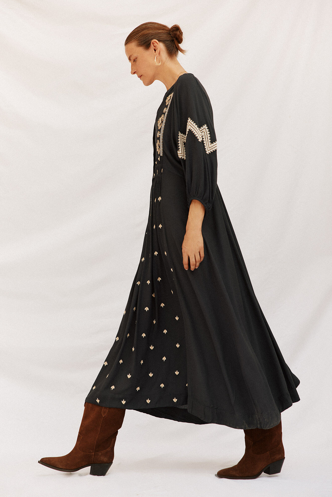 Cortefiel Vestido cuello redondo Gris