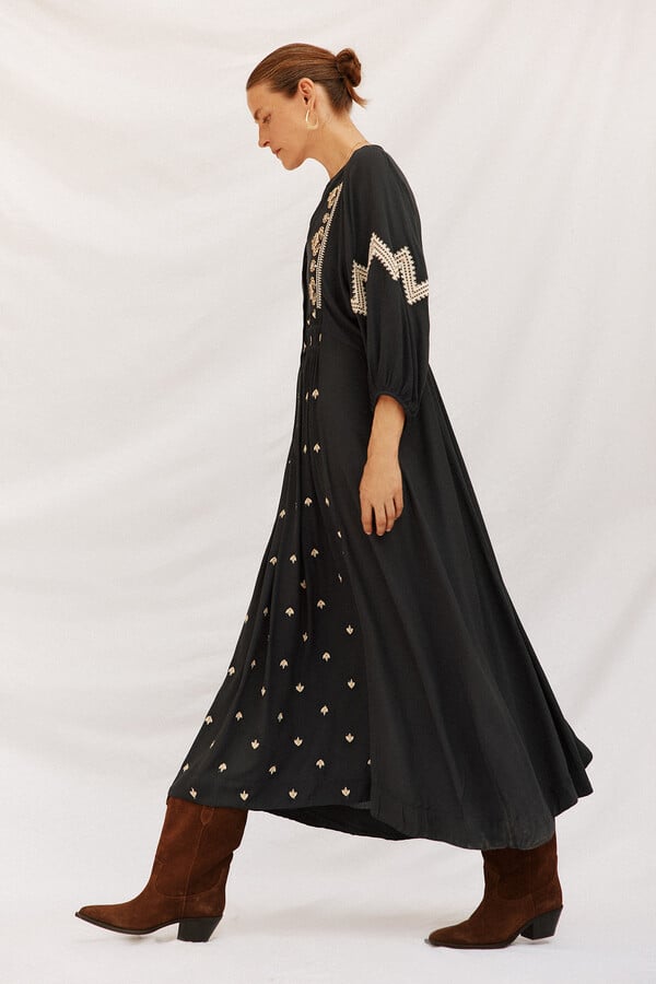 Cortefiel Vestido cuello redondo Gris