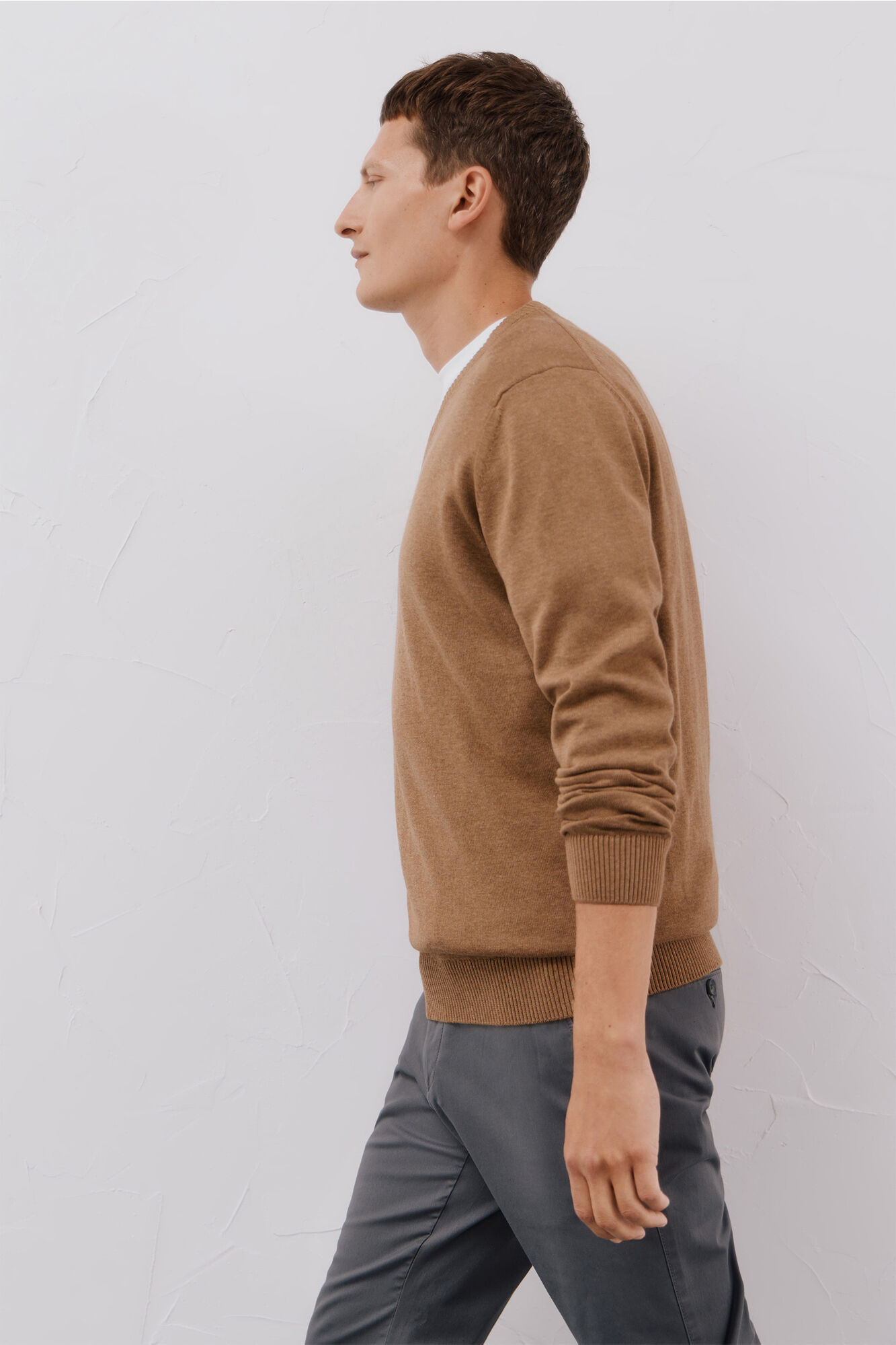 Cortefiel Su&eacute;ter tejido fino algod&oacute;n cuello pico