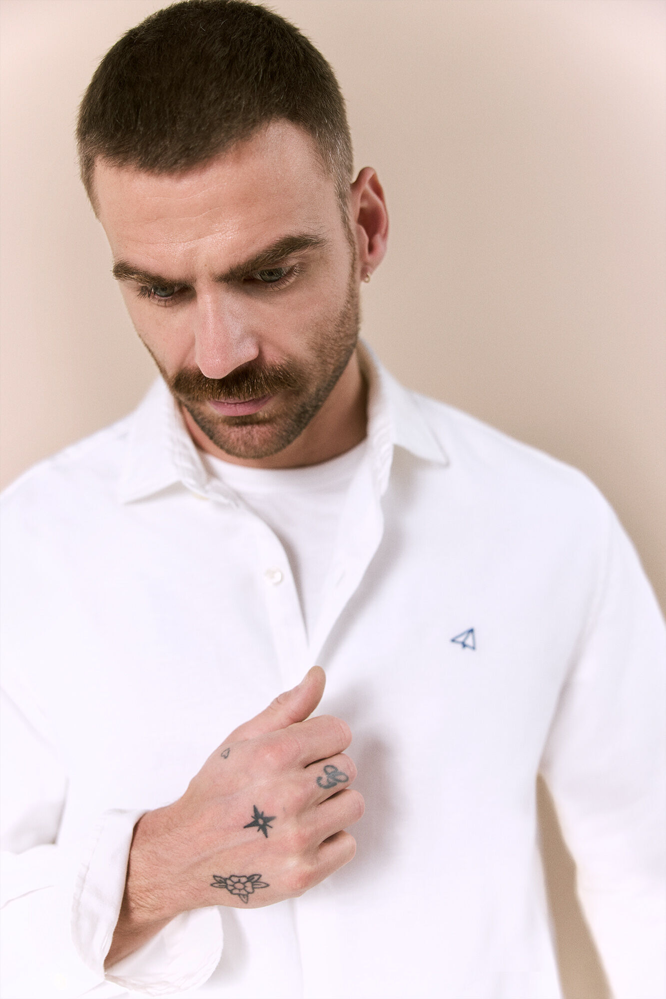 OOTO Camisa algod&oacute;n lino manga larga Blanco