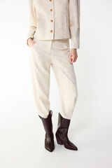 Slowlove Pantal&oacute;n recto bordado Marfil