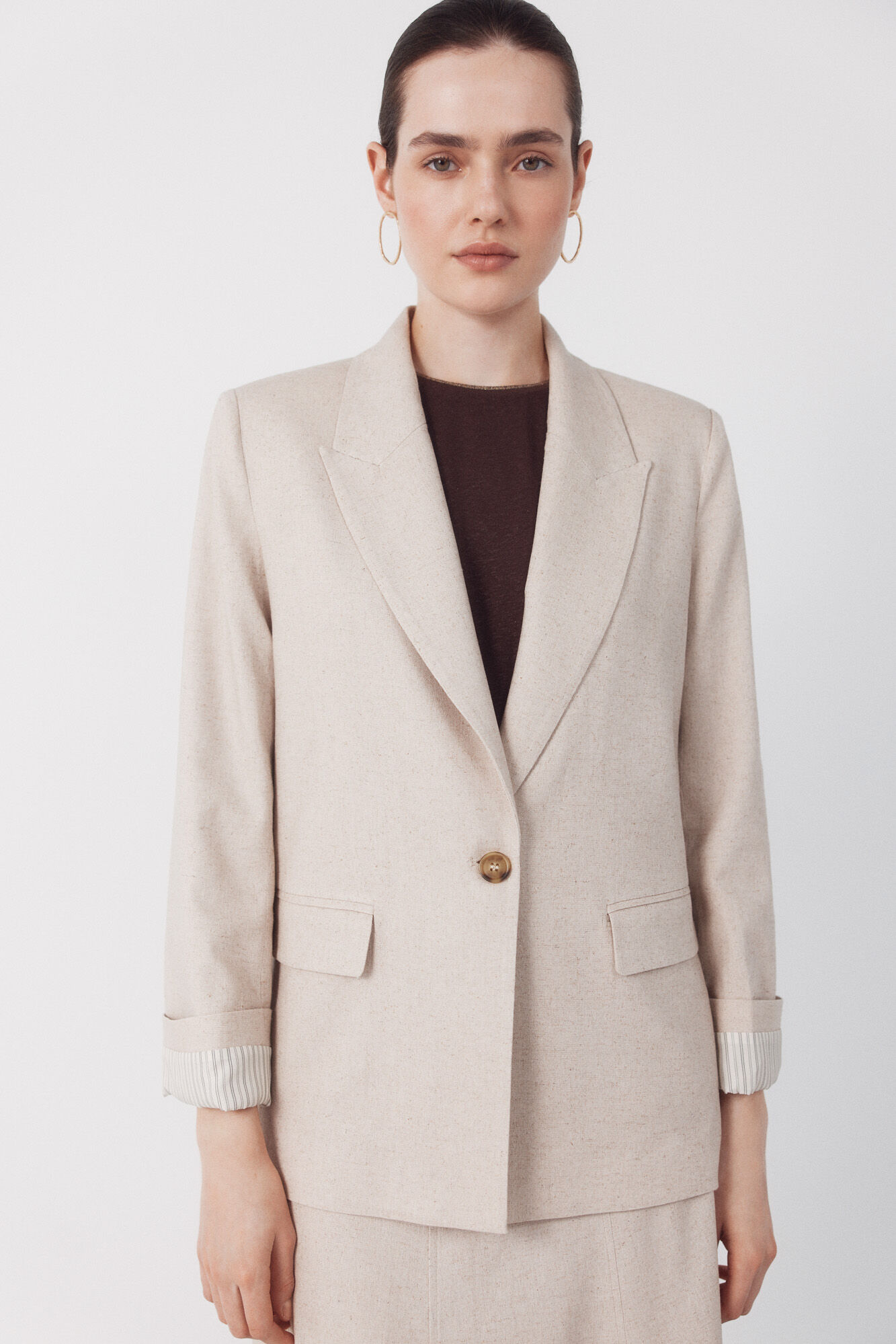Cortefiel Blazer de tejido con lino