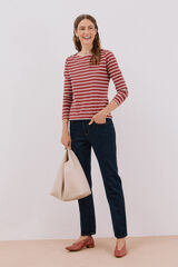 Cortefiel Playera barco botones Estampado gris