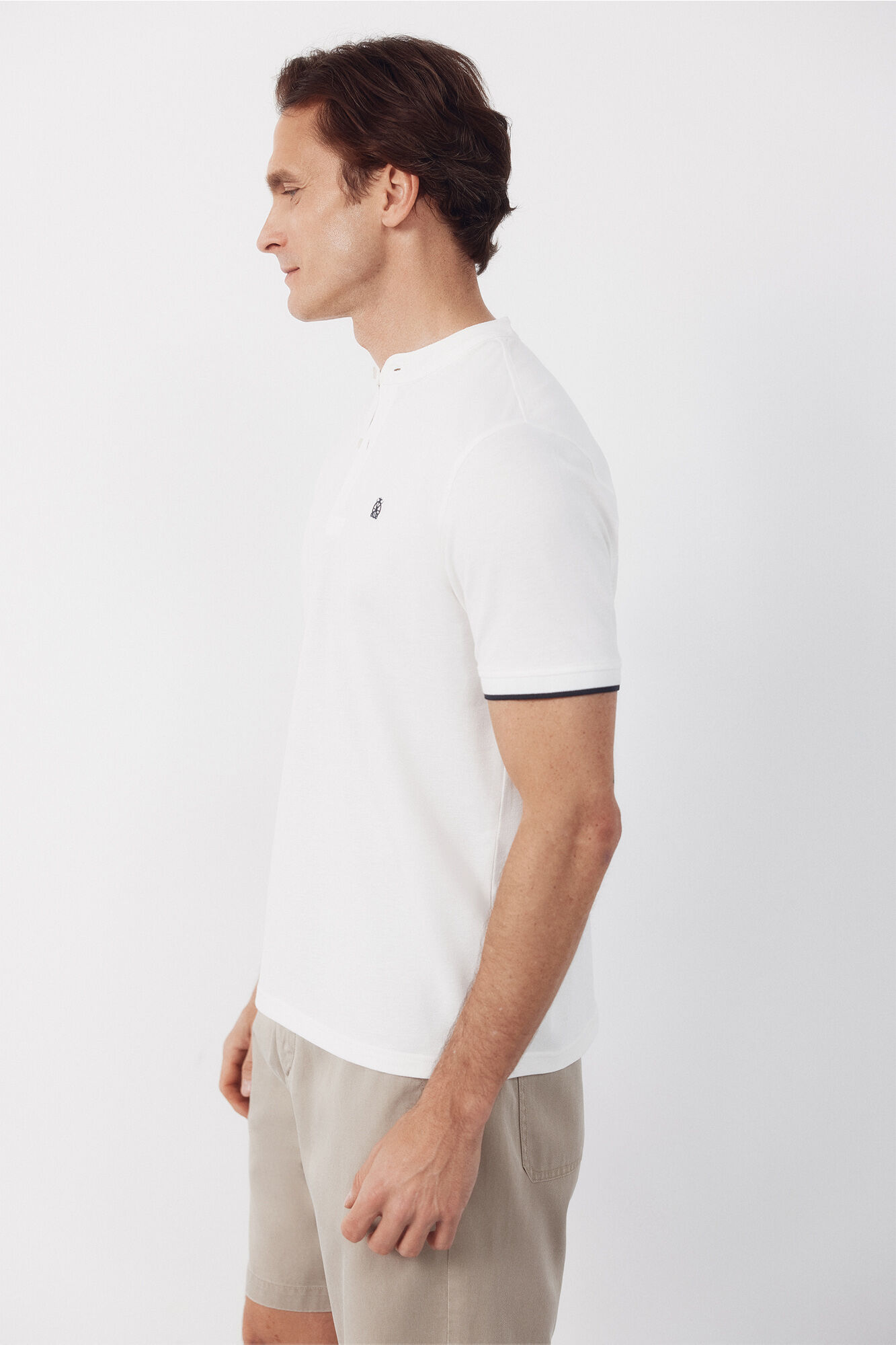 Cortefiel Polo cuello mao Blanco