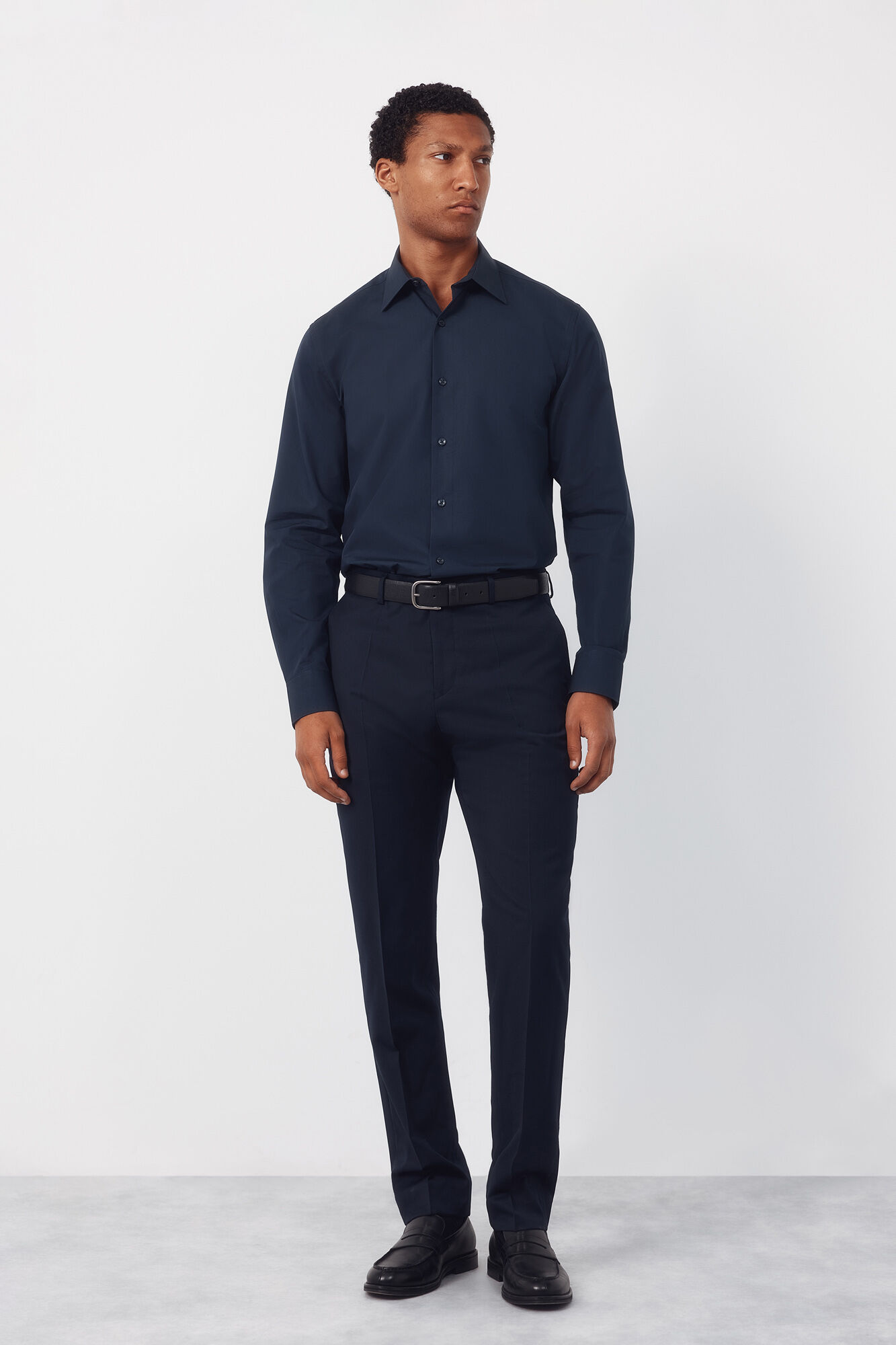 Cortefiel Camisa vestir lisa algod&oacute;n tencel