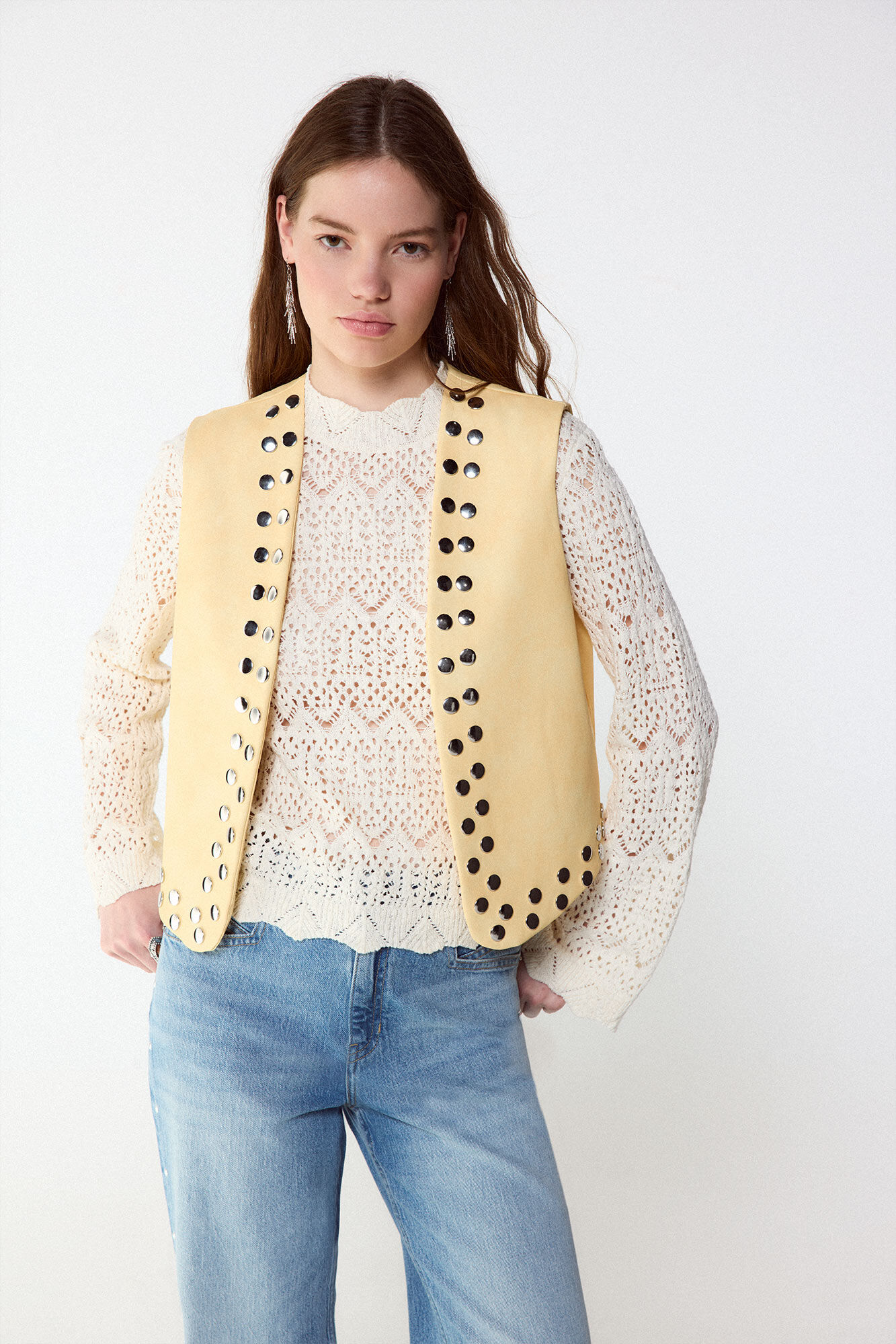 Slowlove Chaleco con tachas Amarillo